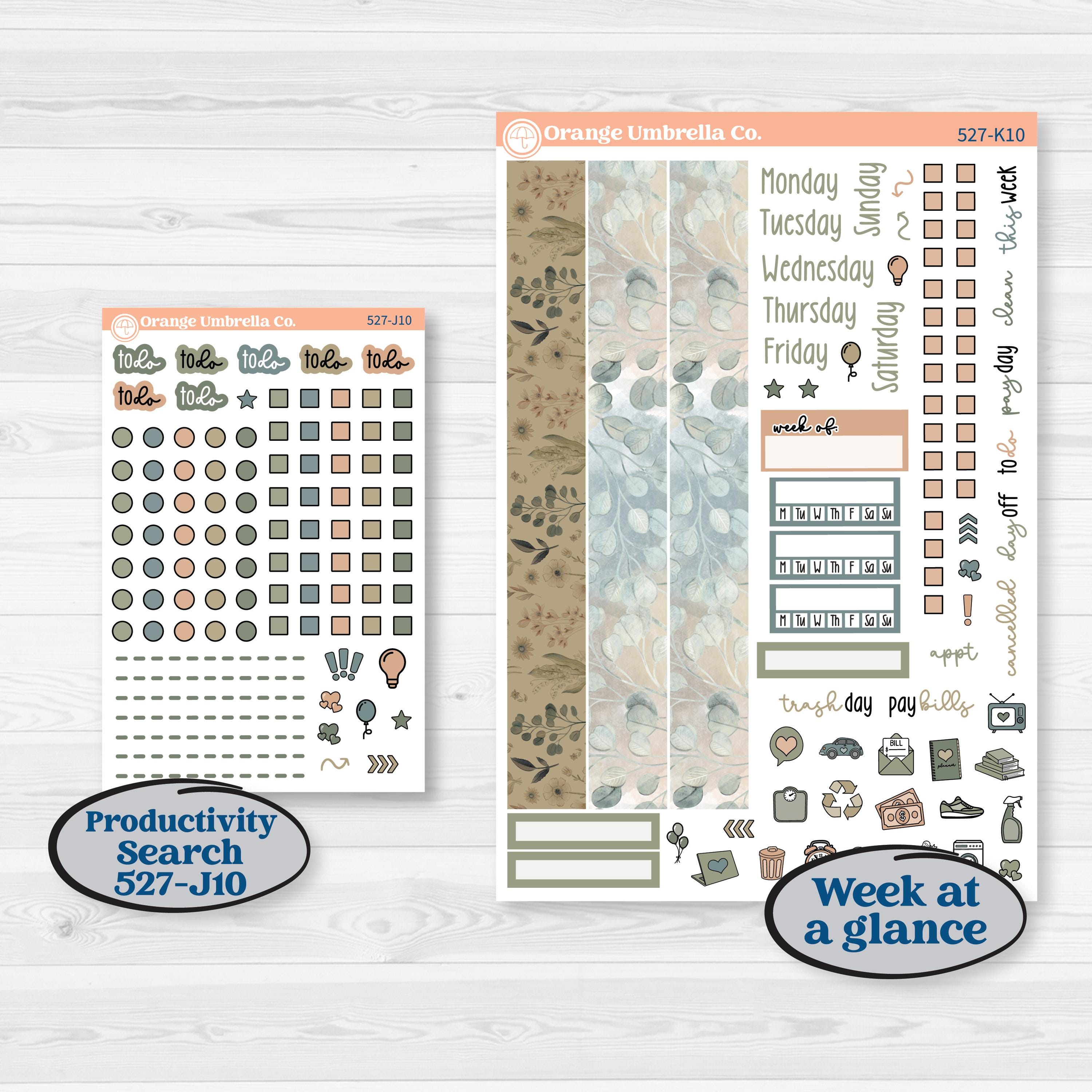 Neutral Botanical | 7x9 Erin Condren Daily Duo Planner Kit Stickers | Sage | KIT-527-K