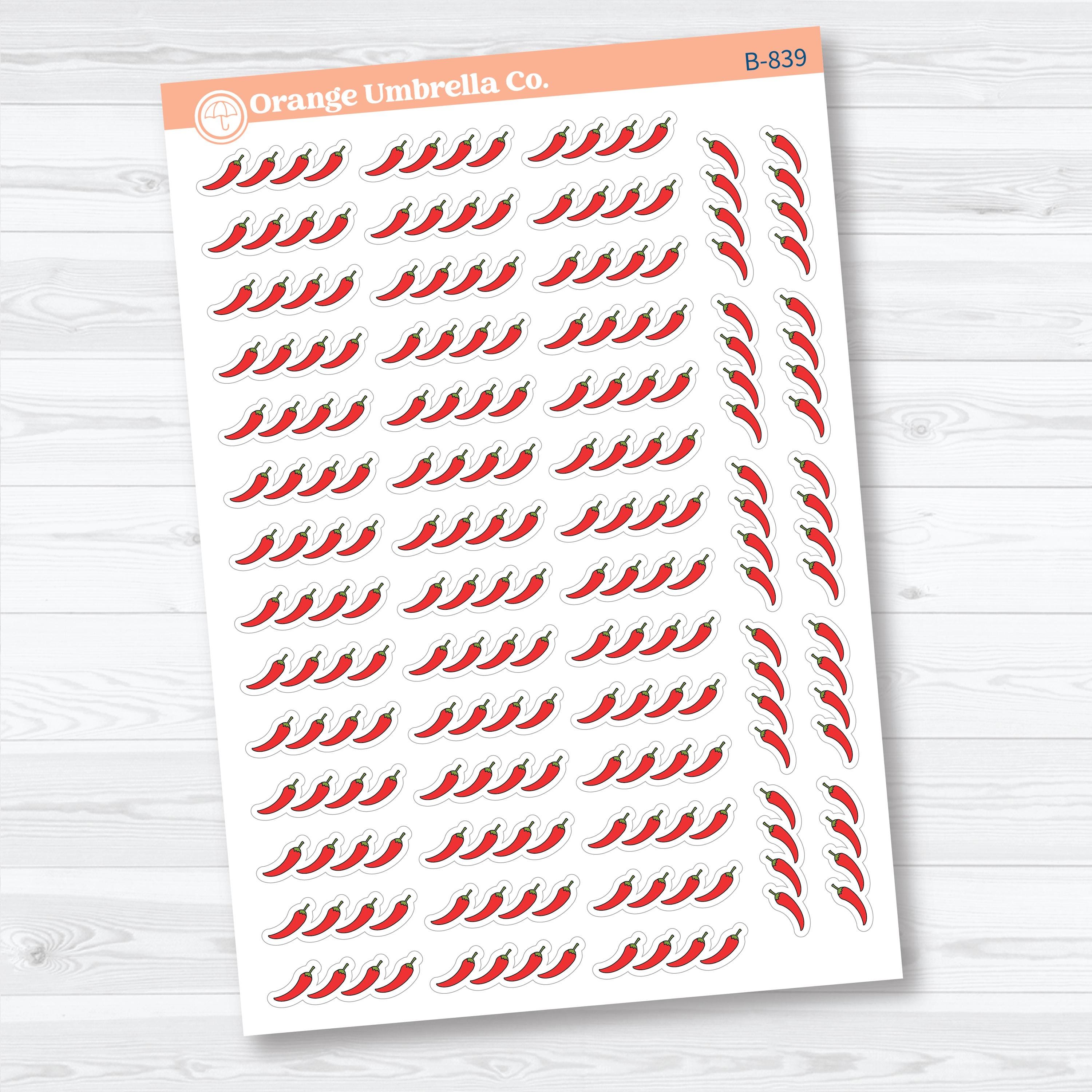 Spice Rating Reading Journal Planner Stickers | Spicy Book Tracker | B-838–B-842