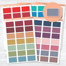 Half box stitched planner label stickers in multiple colors for planners and bullet journals