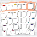 Sticky note journaling planner stickers with doodled note boxes for planners, scrapbooks, and journaling pages