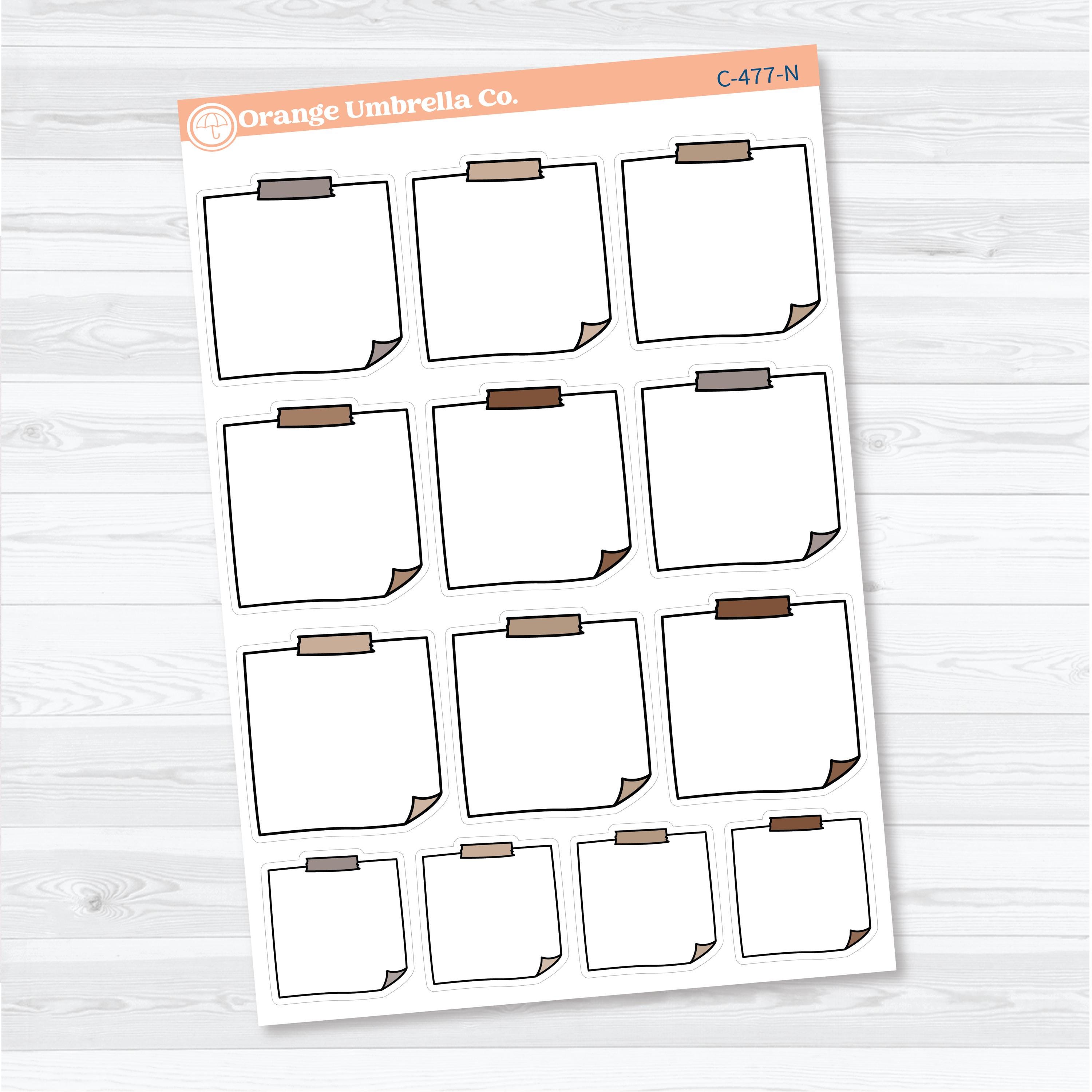 Sticky Note Journaling Planner Stickers | Doodled Note Boxes | C-477