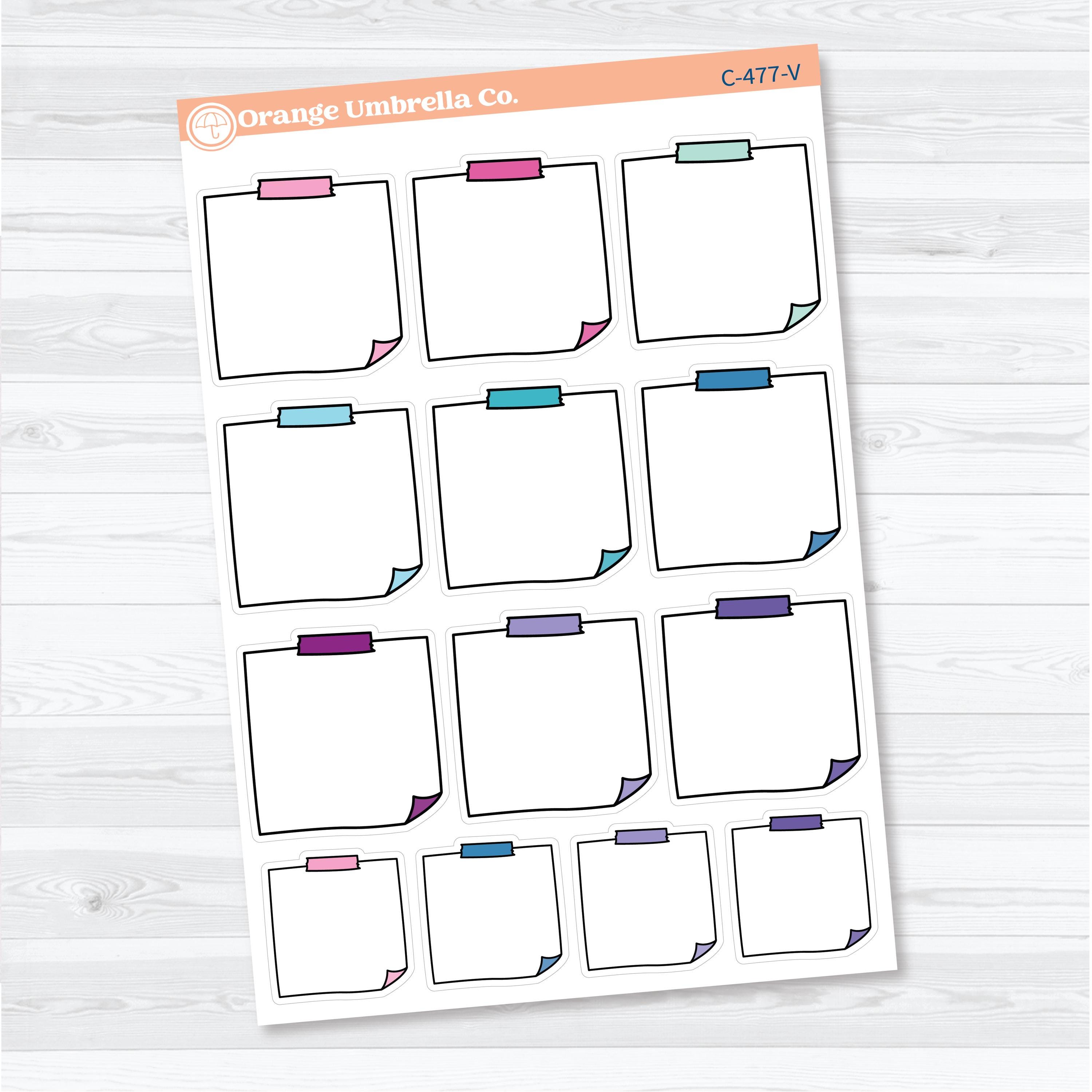 Sticky Note Journaling Planner Stickers | Doodled Note Boxes | C-477