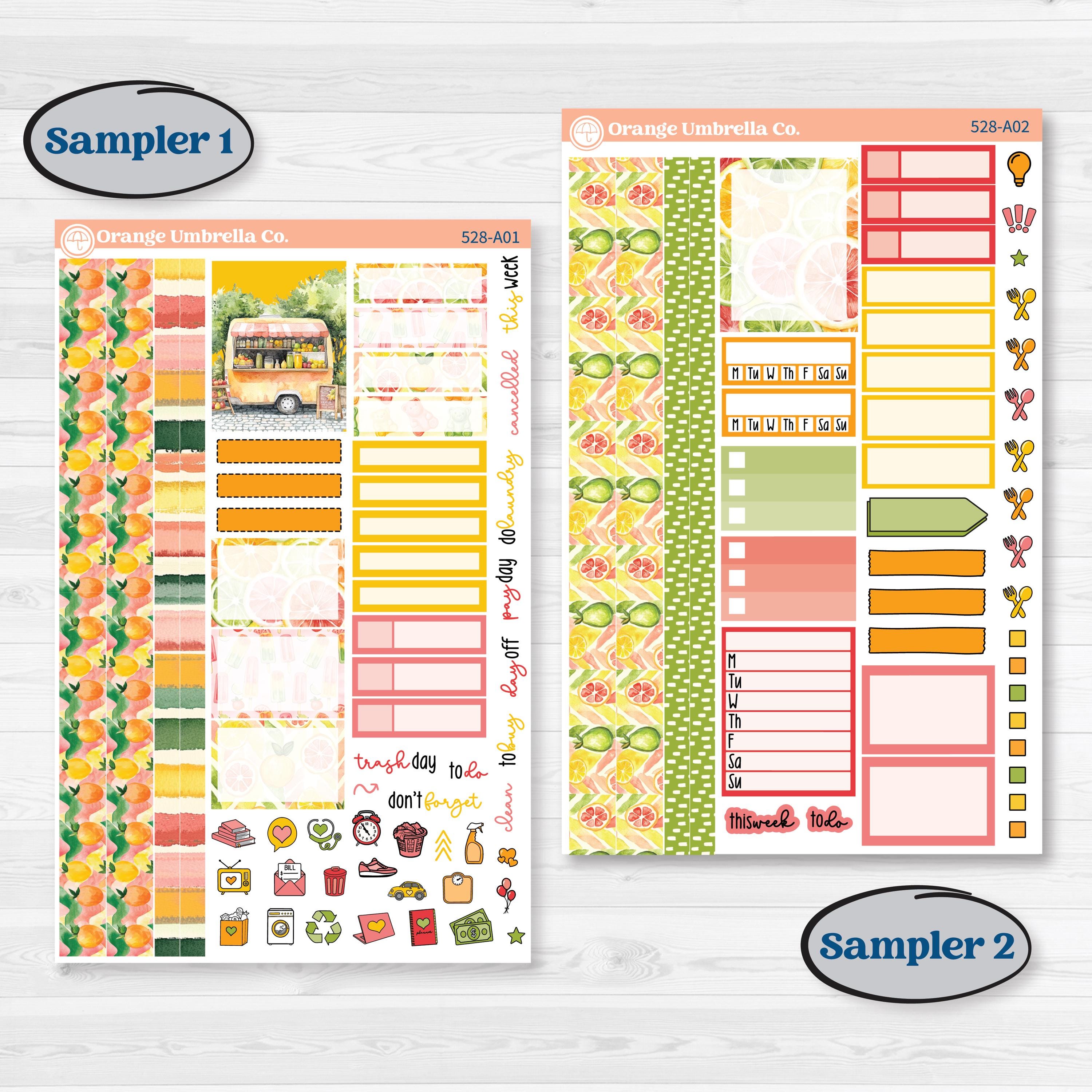 Bright Fruit Stickers | Weekly Sticker Kit for Vertical Planners like Erin Condren | Burst | KIT-528-A