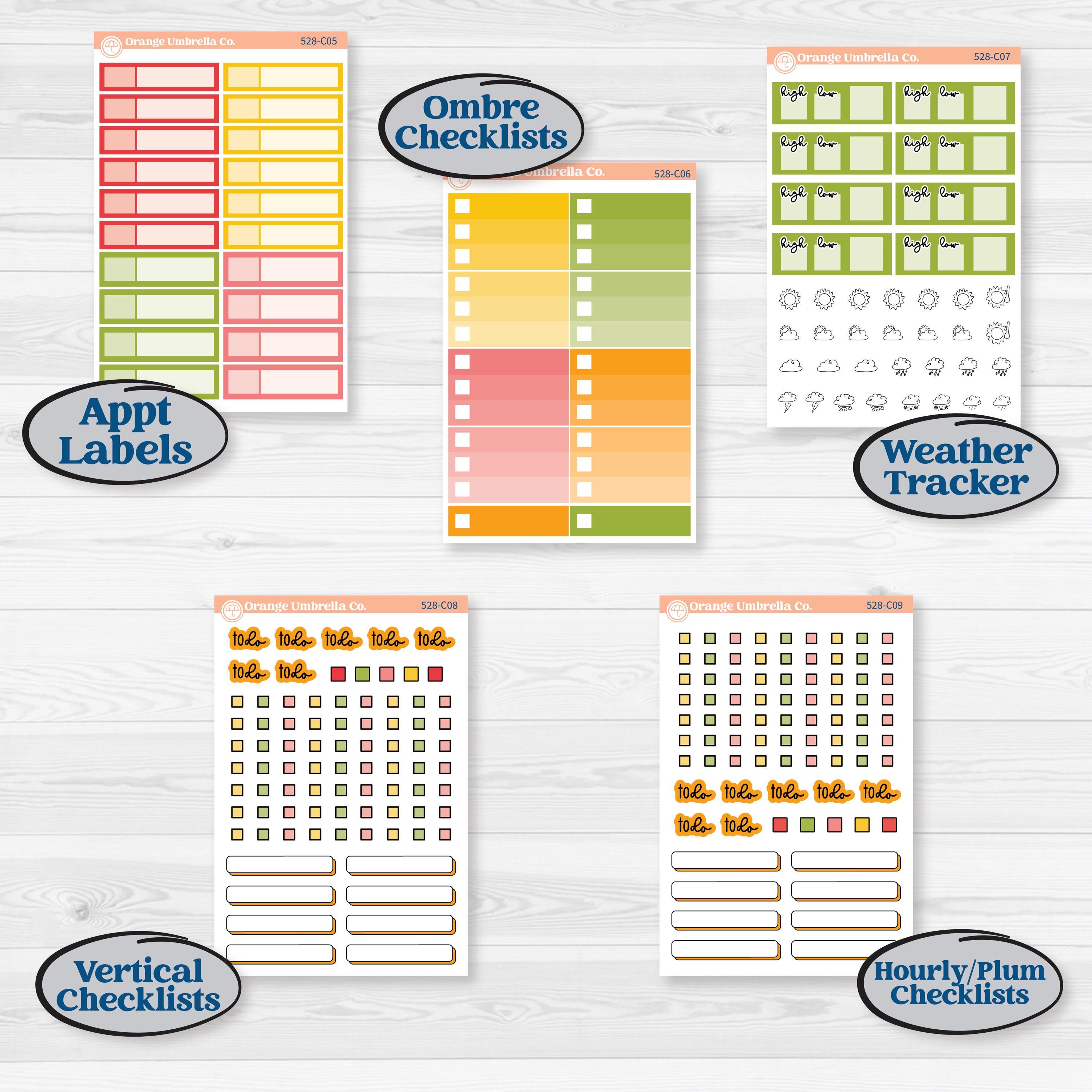 Bright Fruit Stickers | Weekly Add-On Labels Planner Kit Stickers | Burst | KIT-528-C