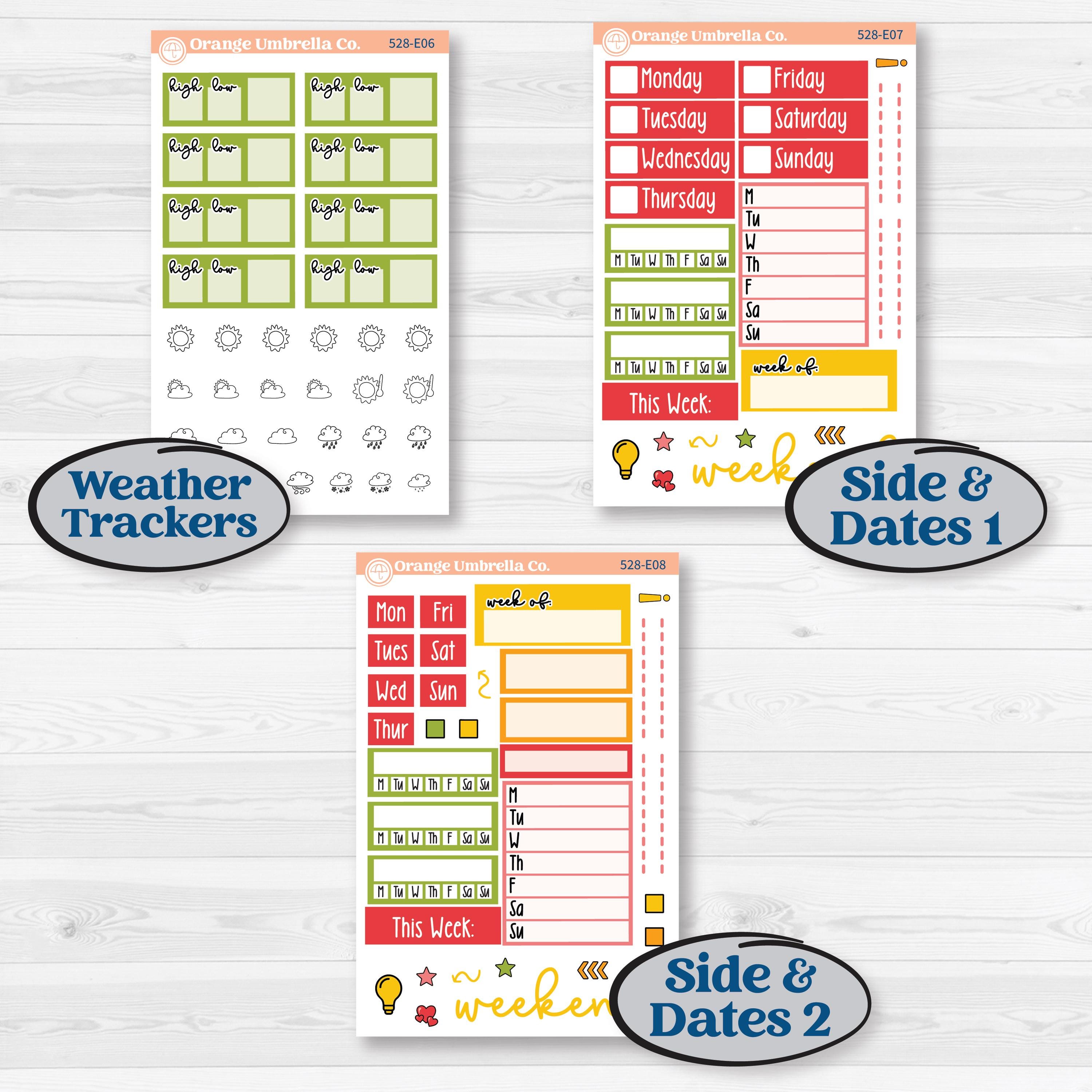 Bright Fruit Stickers | Hobonichi Cousin Weekly & Daily Planner Kit Stickers | Burst | KIT-528-E