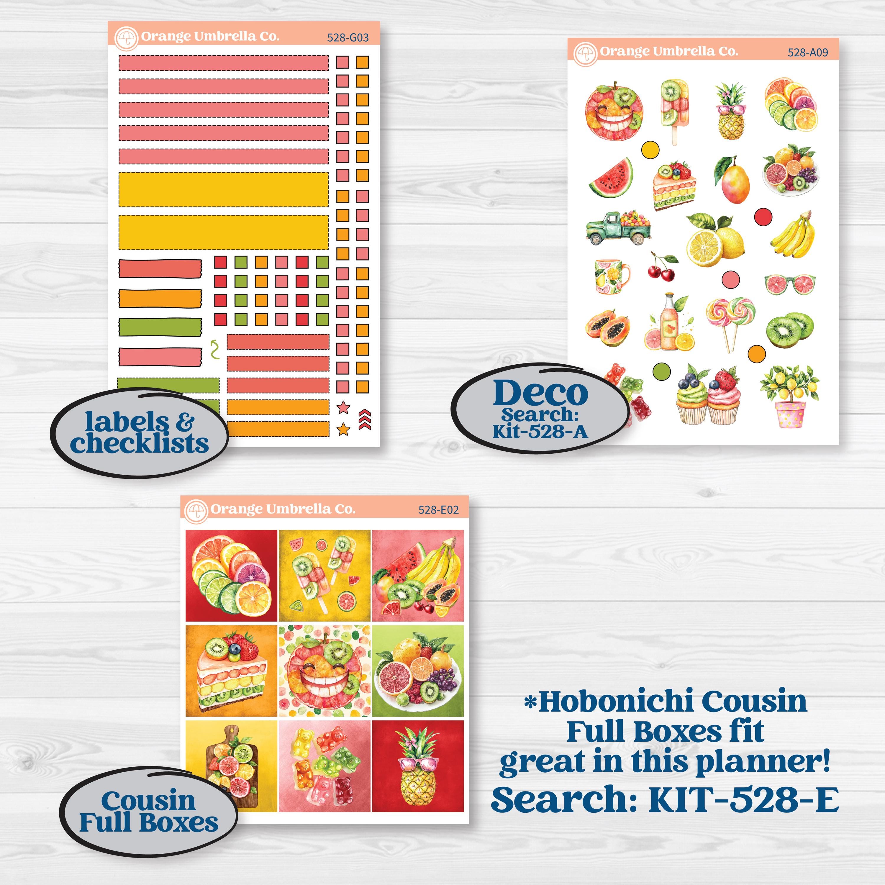 Bright Fruit Stickers | Erin Condren Weekly Dashboard Planner Kit Stickers | Burst | KIT-528-G