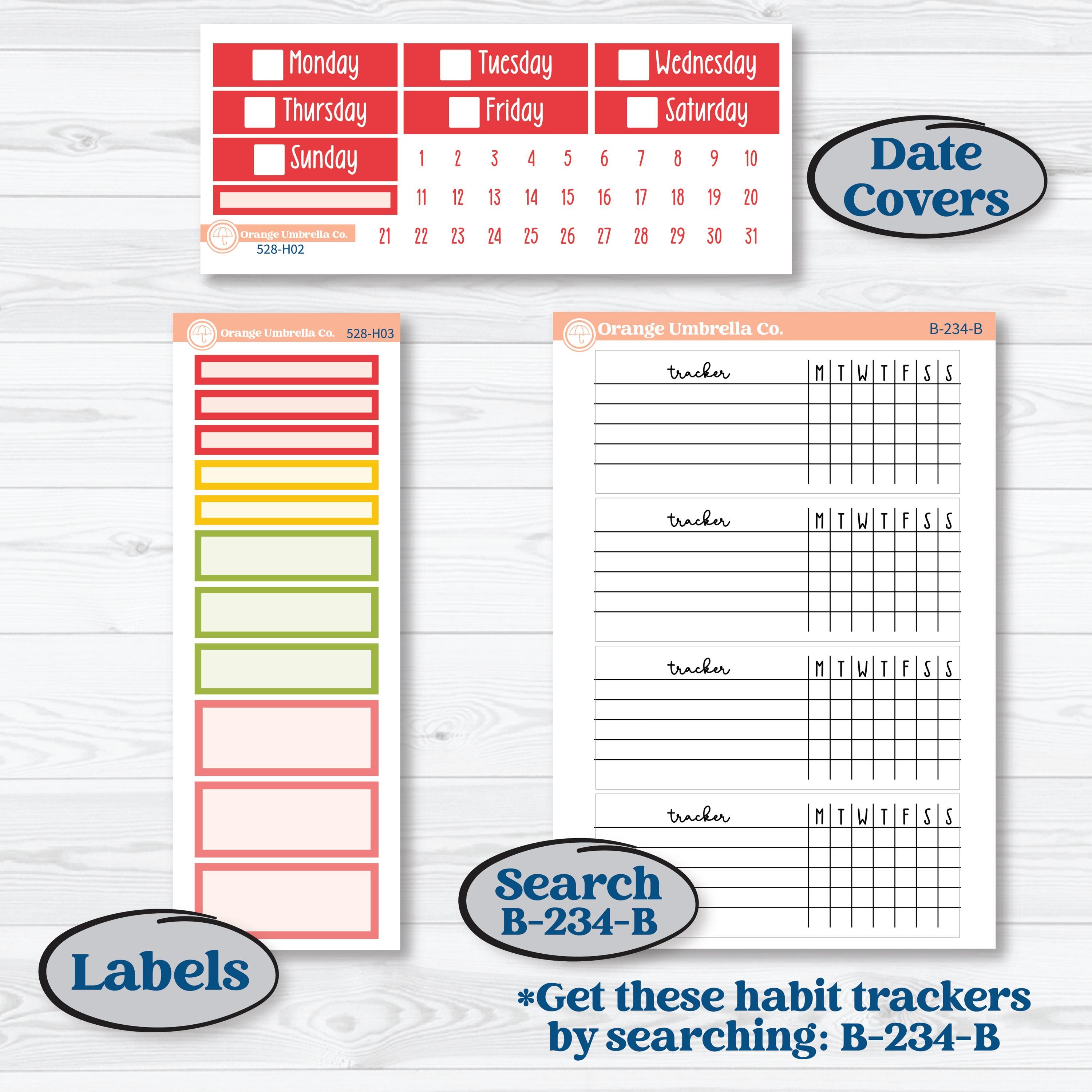 Bright Fruit Stickers | Plum Vertical Priorities 7x9 Planner Kit Stickers | Burst | KIT-528-H