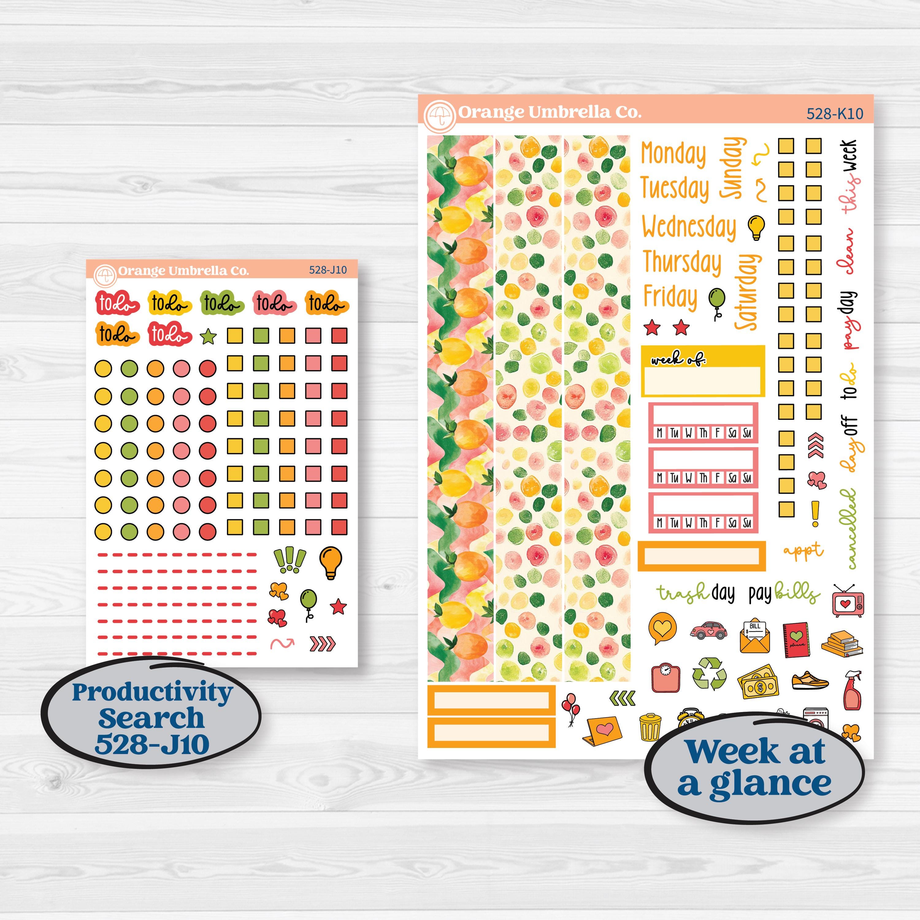 Bright Fruit Stickers | 7x9 Erin Condren Daily Duo Planner Kit Stickers | Burst | KIT-528-K