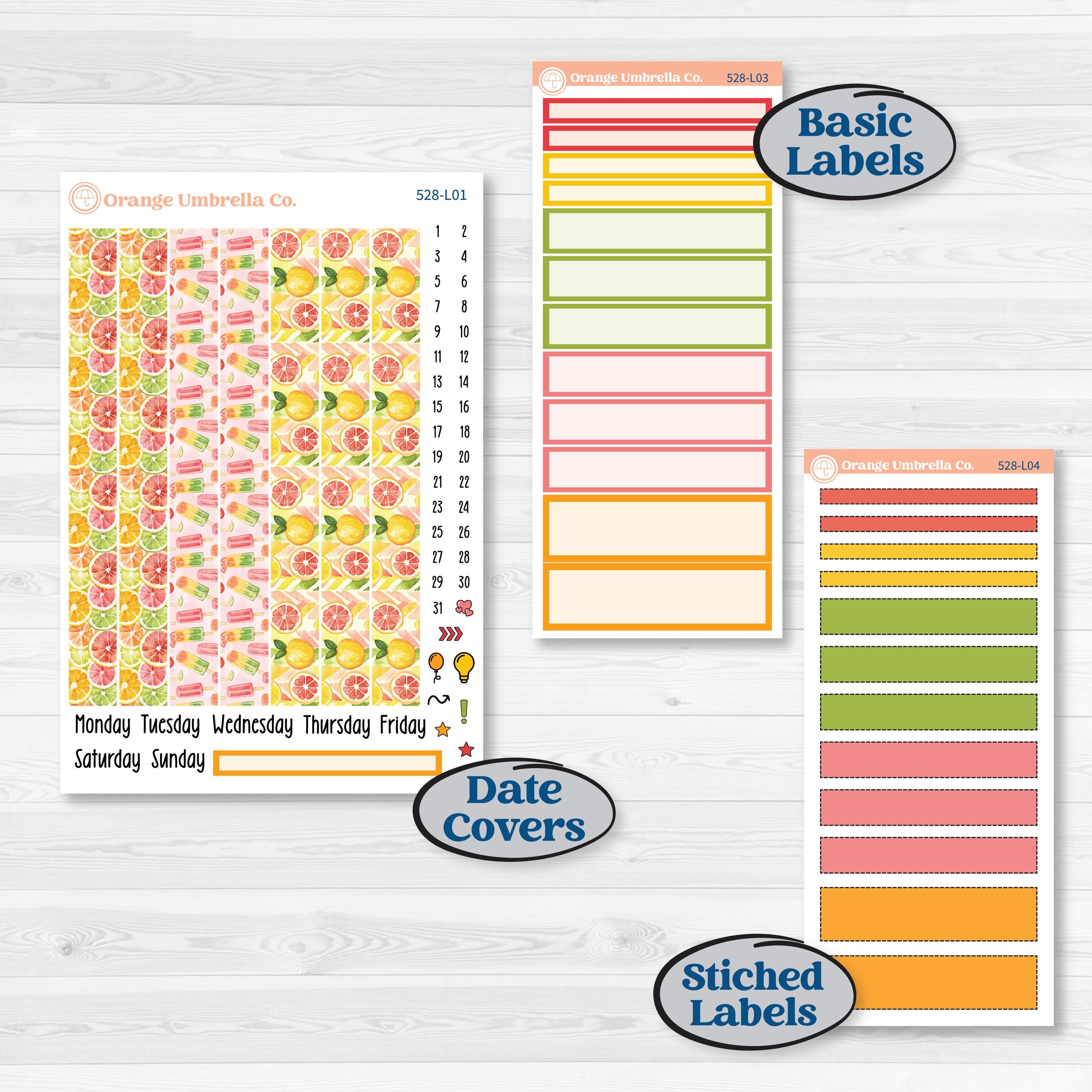 Bright Fruit Stickers | 7x9 Plum Daily Planner Kit Stickers | Burst | KIT-528-L