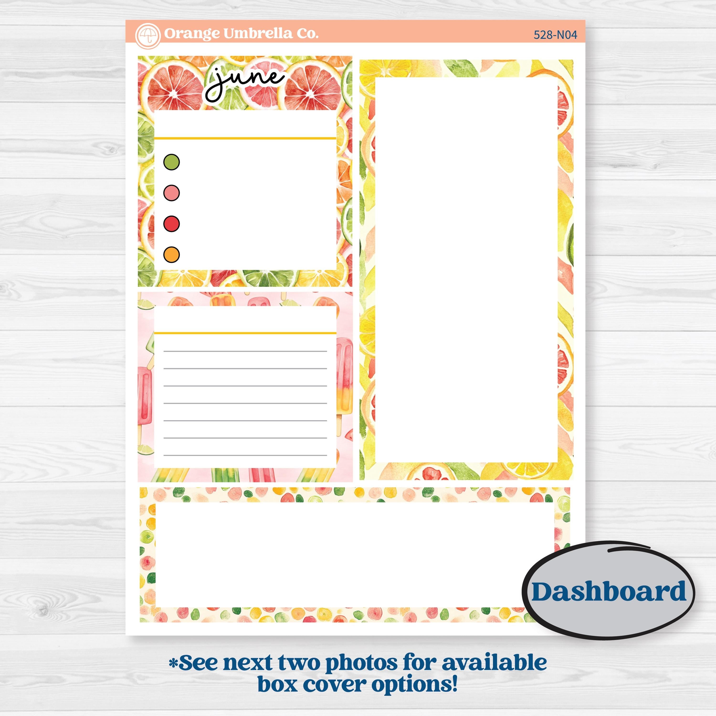Bright Fruit Stickers | 7x9 Erin Condren Life Planner Monthly & Dashboard Sticker Kit | Burst | KIT-528-N