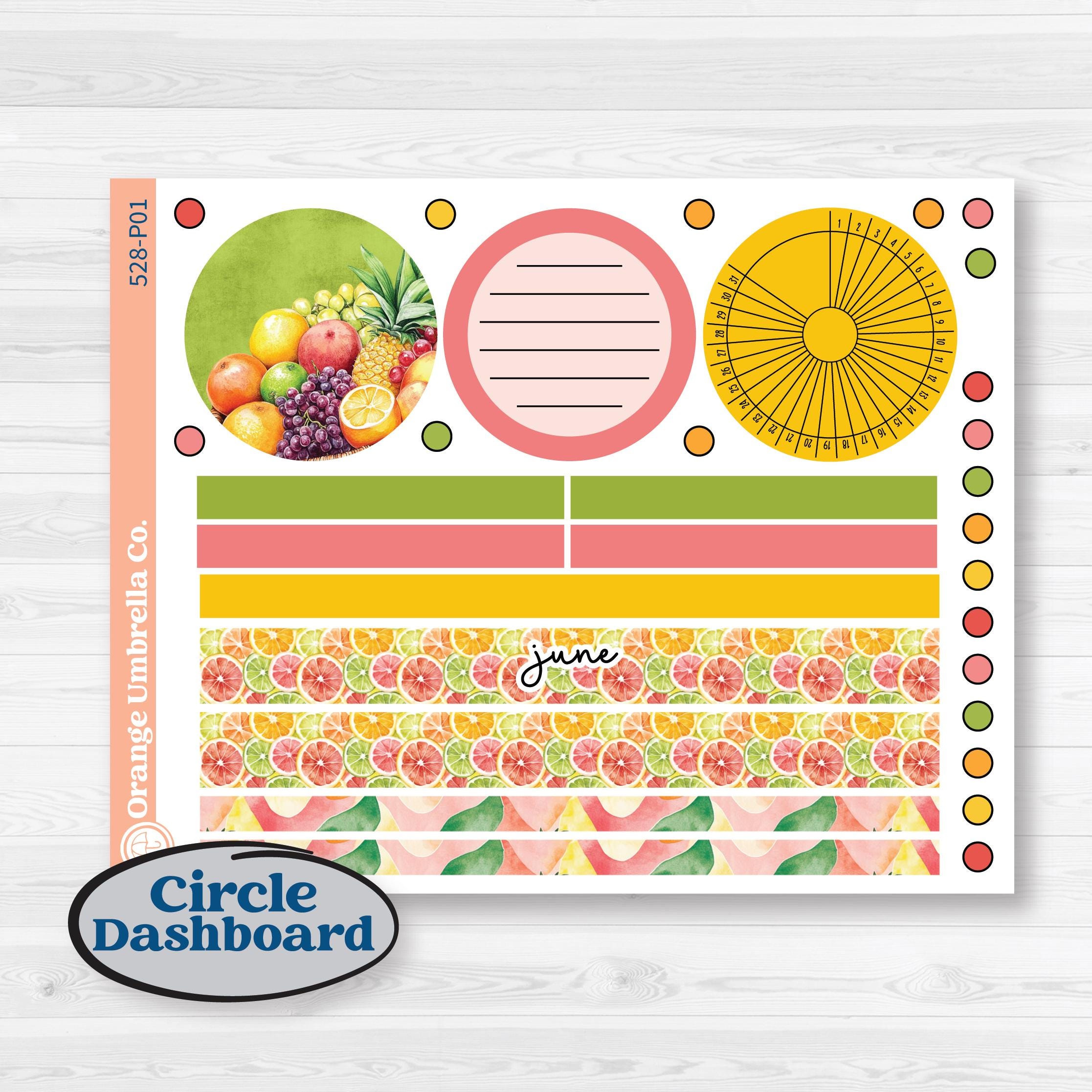 Bright Fruit Stickers | A5 Plum Monthly & Dashboard Planner Kit Stickers | Burst | KIT-528-P