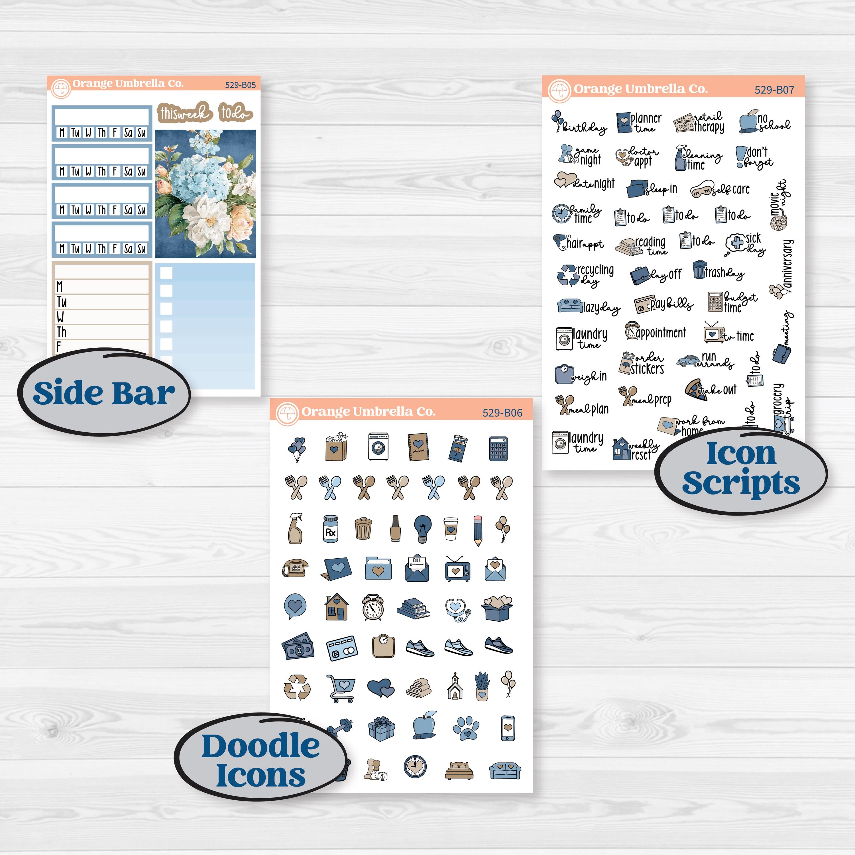 Seaside Floral | Weekly Add-On Planner Kit Stickers | On The Cape | KIT-529-B