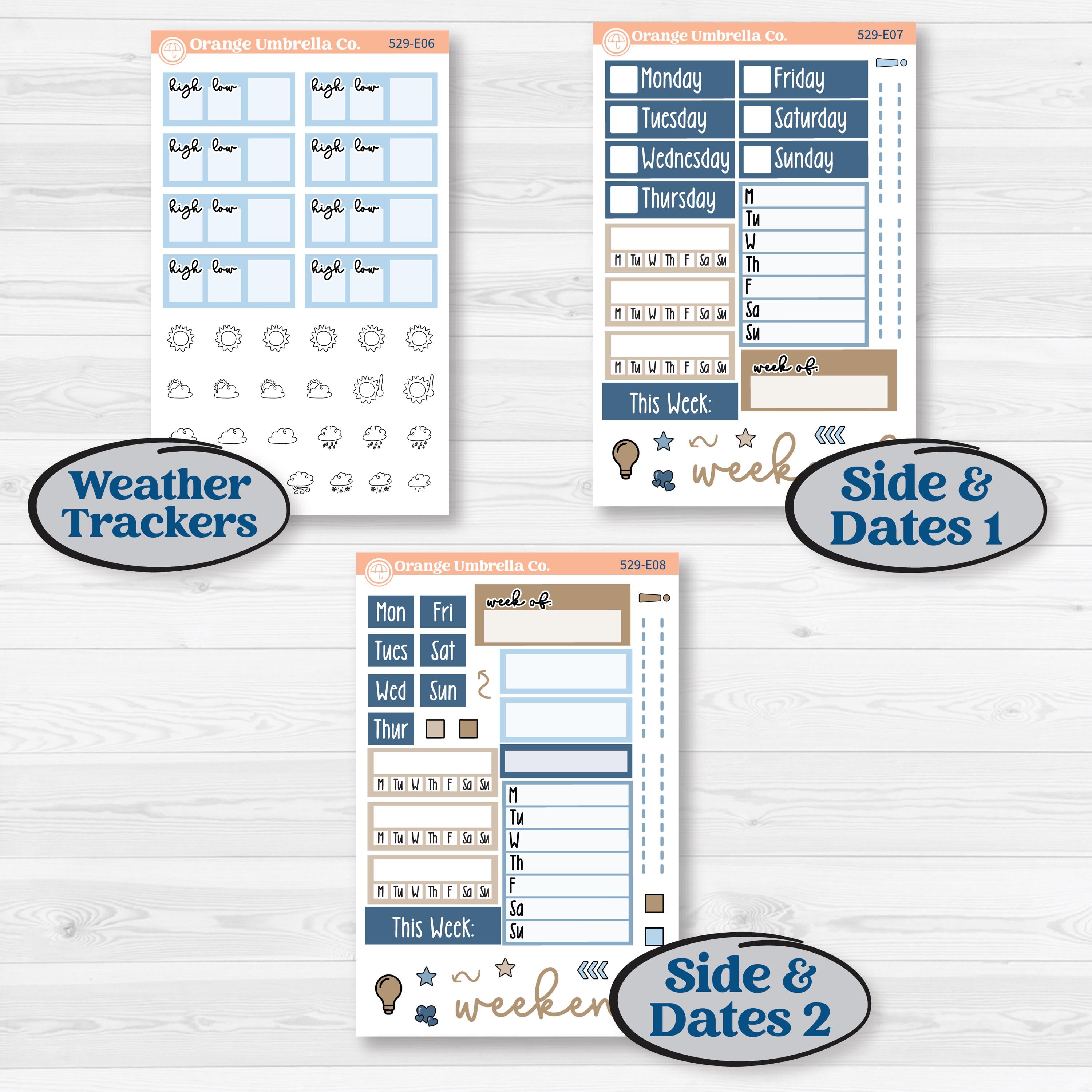 Seaside Floral | Hobonichi Cousin Weekly & Daily Planner Kit Stickers | On The Cape | KIT-529-E