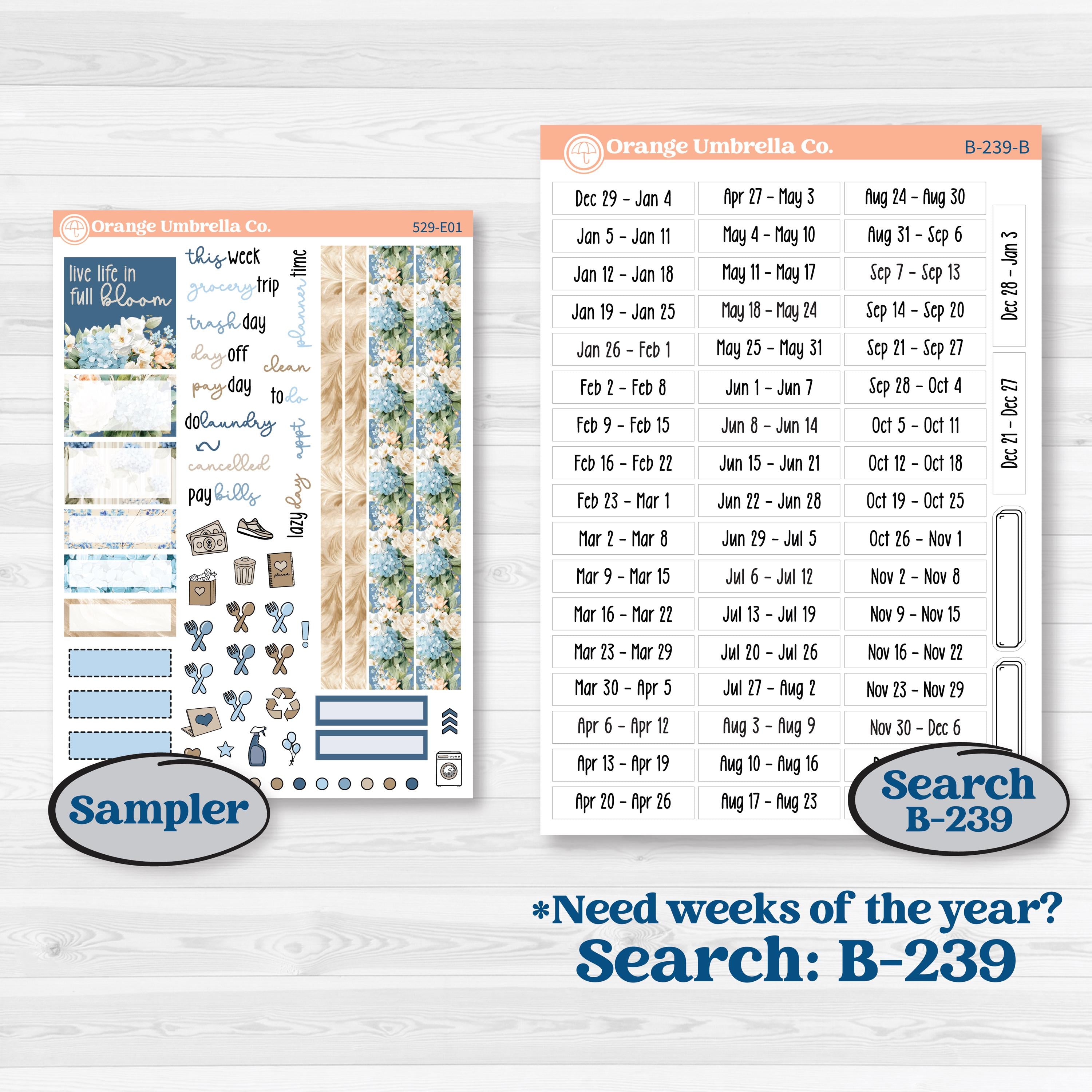 Seaside Floral | Hobonichi Cousin Weekly & Daily Planner Kit Stickers | On The Cape | KIT-529-E