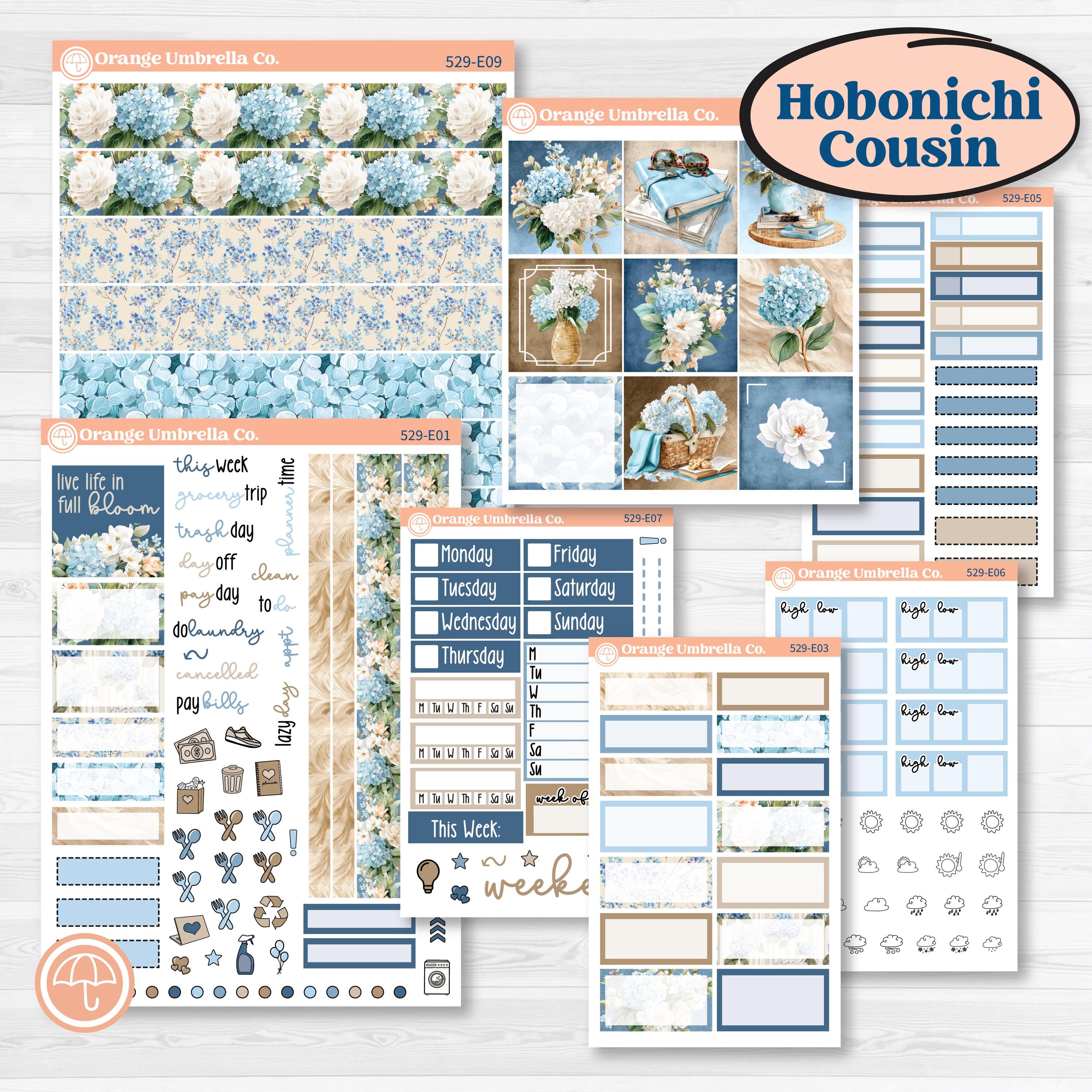 Seaside Floral | Hobonichi Cousin Weekly & Daily Planner Kit Stickers | On The Cape | KIT-529-E