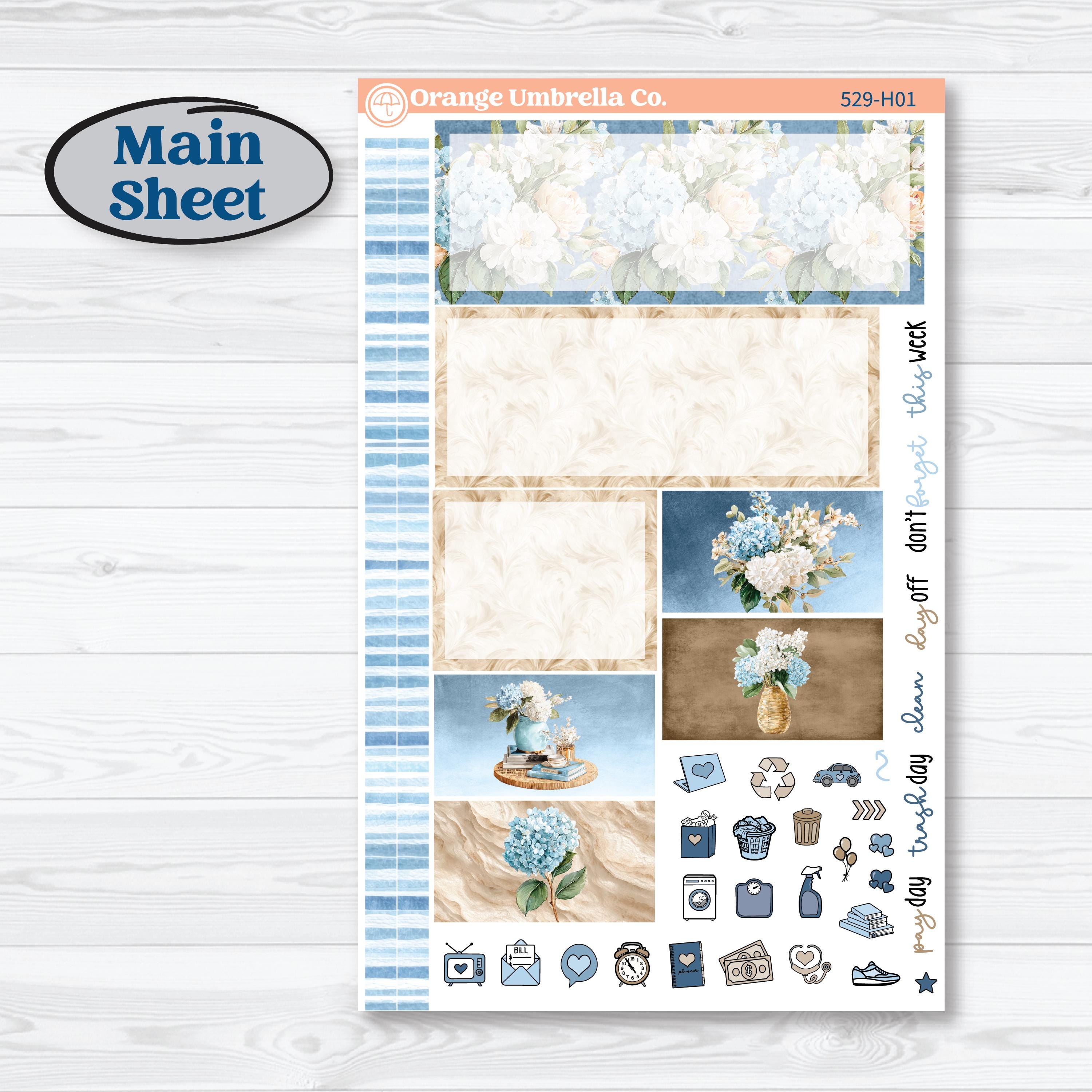 Seaside Floral | Plum Vertical Priorities 7x9 Planner Kit Stickers | On The Cape | KIT-529-H