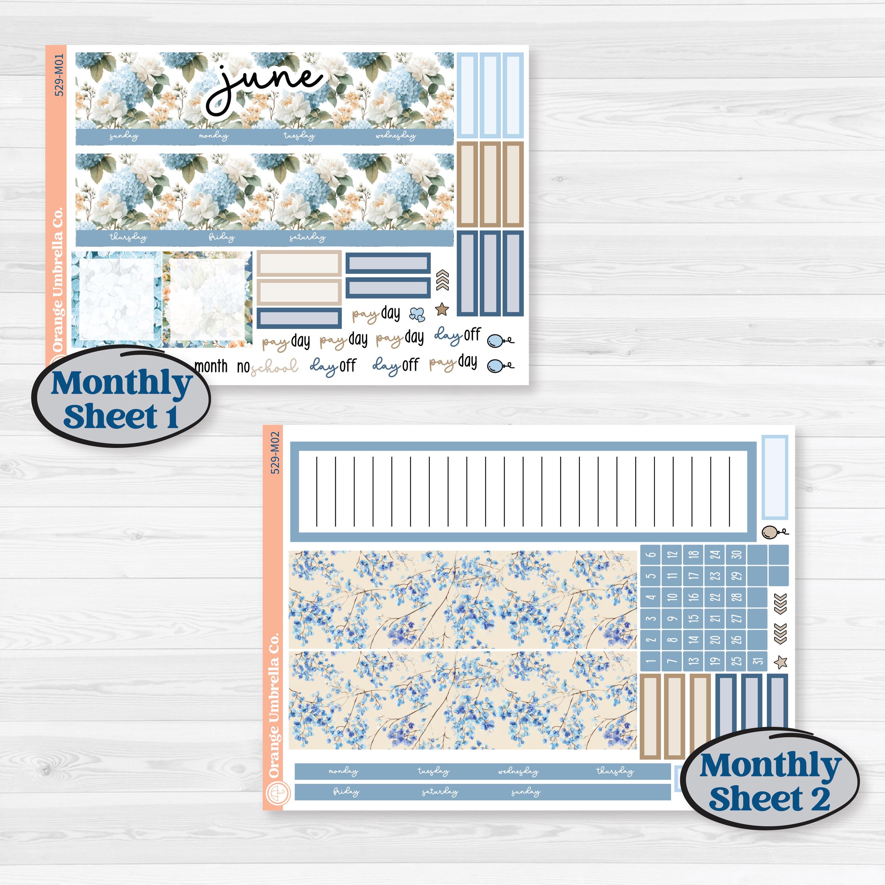 Seaside Floral | A5 Erin Condren Monthly & Productivity Dashboard Sticker Kit | On The Cape | KIT-529-M