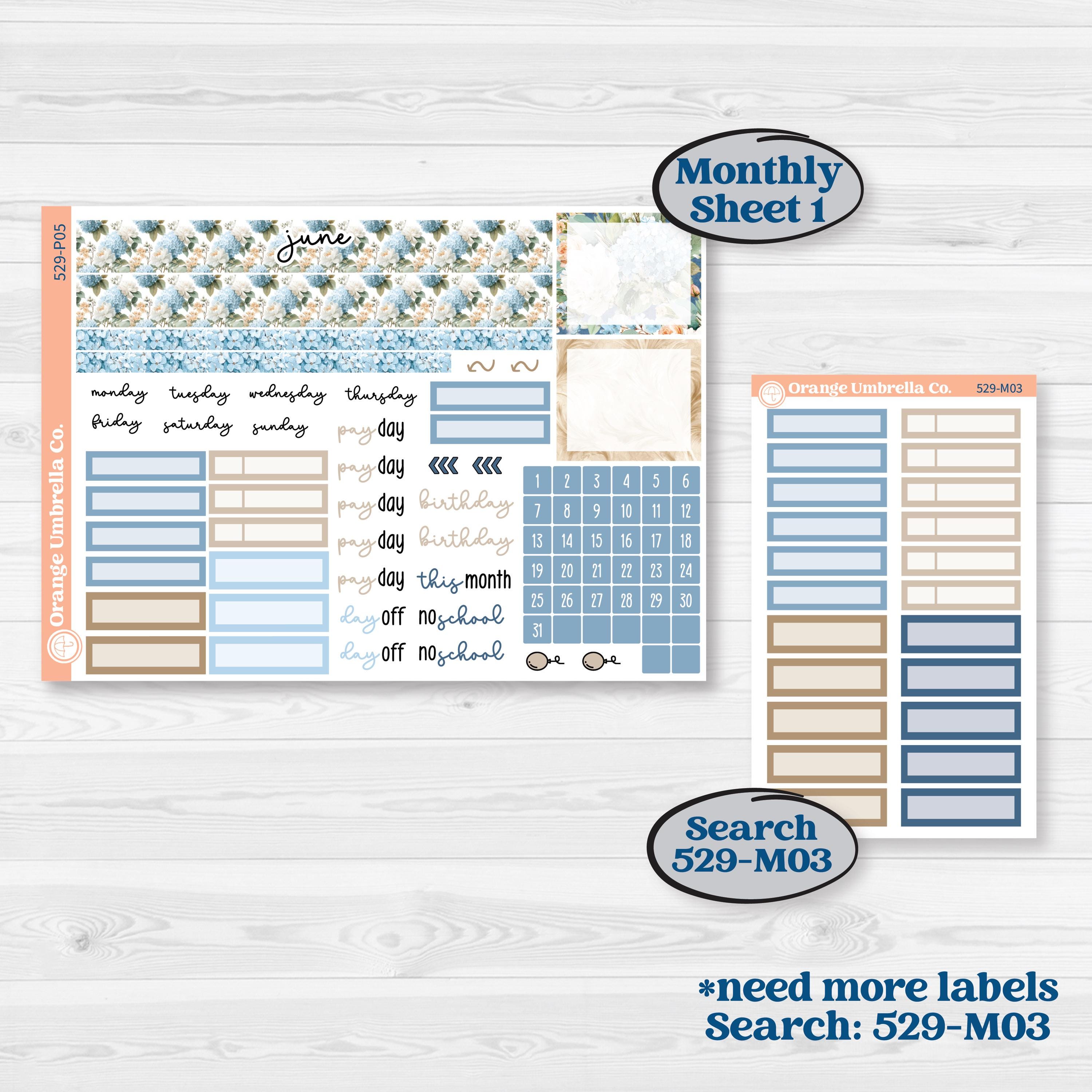 Seaside Floral | A5 Plum Monthly & Dashboard Planner Kit Stickers | On The Cape | KIT-529-P