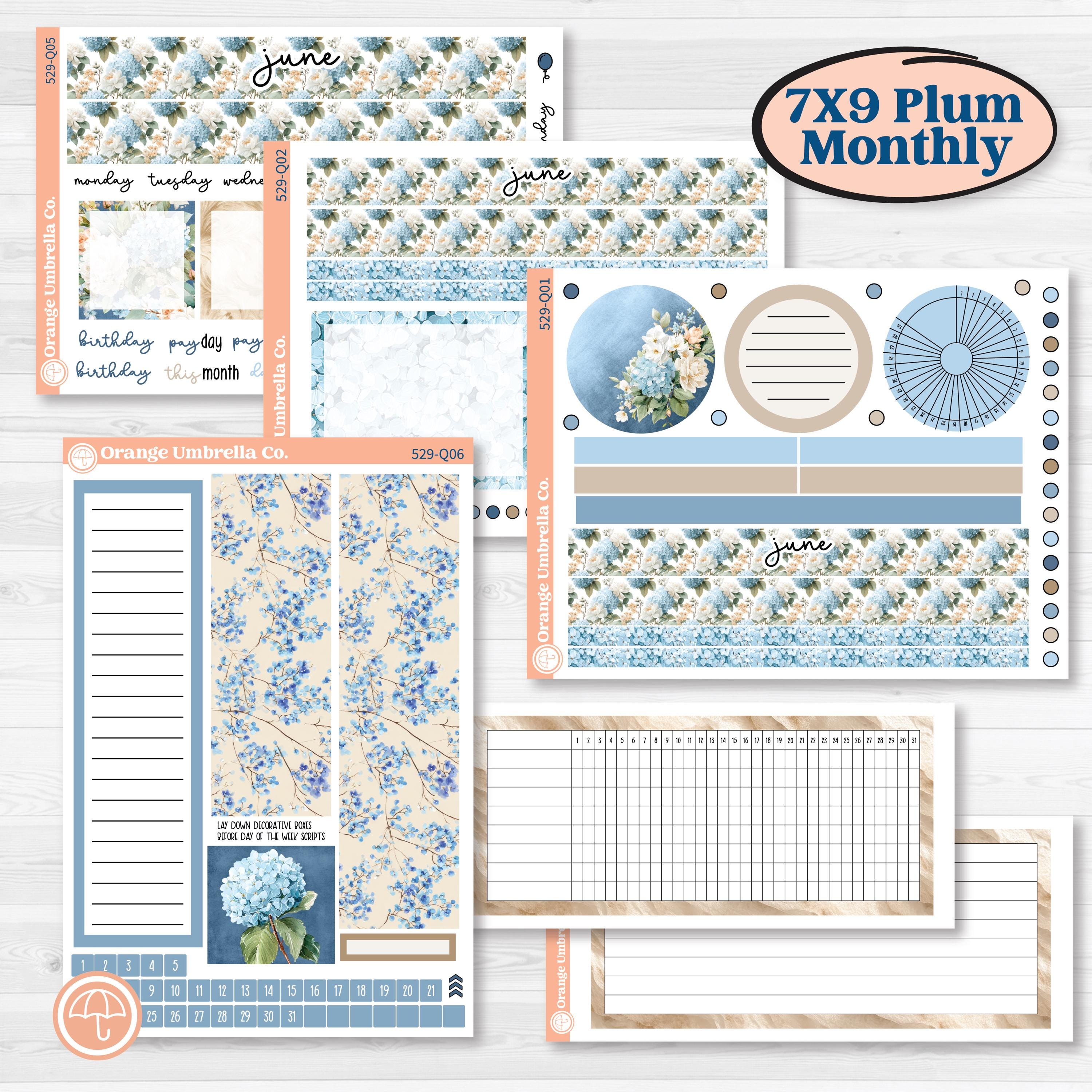 Seaside Floral | 7x9 Plum Monthly & Dashboard Planner Kit Stickers | On The Cape | KIT-529-Q
