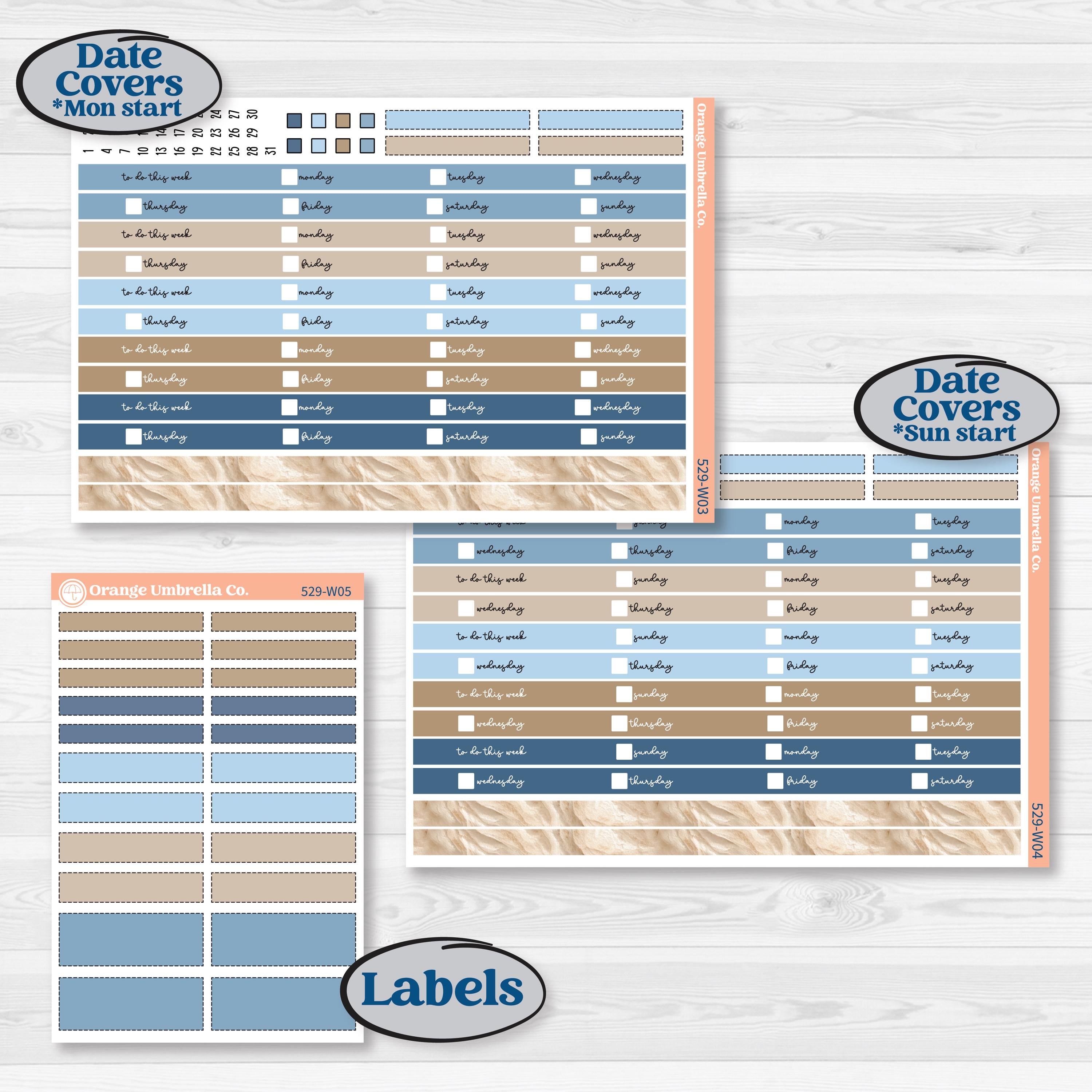 Seaside Floral | Laurel Denise Scout Large Planner Kit Stickers | On The Cape | KIT-529-W