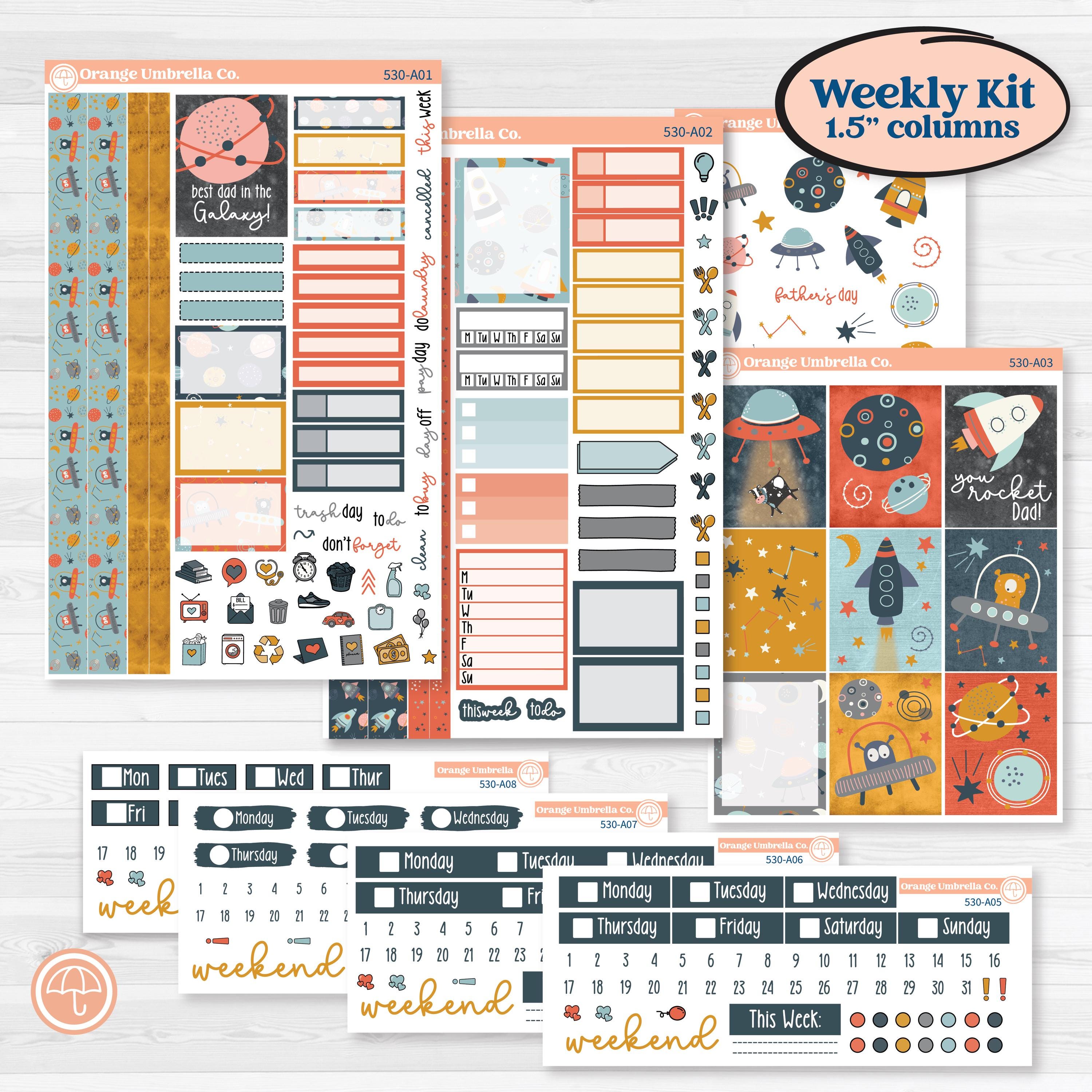 Space Father’s Day | Weekly Sticker Kit for Vertical Planners like Erin Condren | Outta This World | KIT-530-A