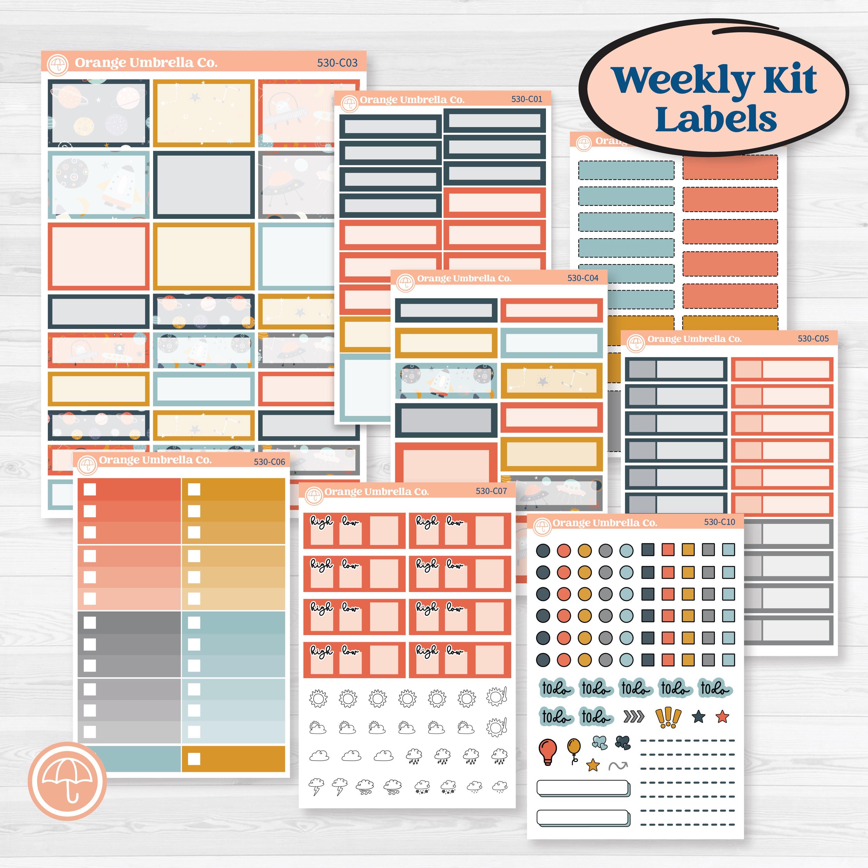 Space Father’s Day | Weekly Add-On Labels Planner Kit Stickers | Outta This World | KIT-530-C
