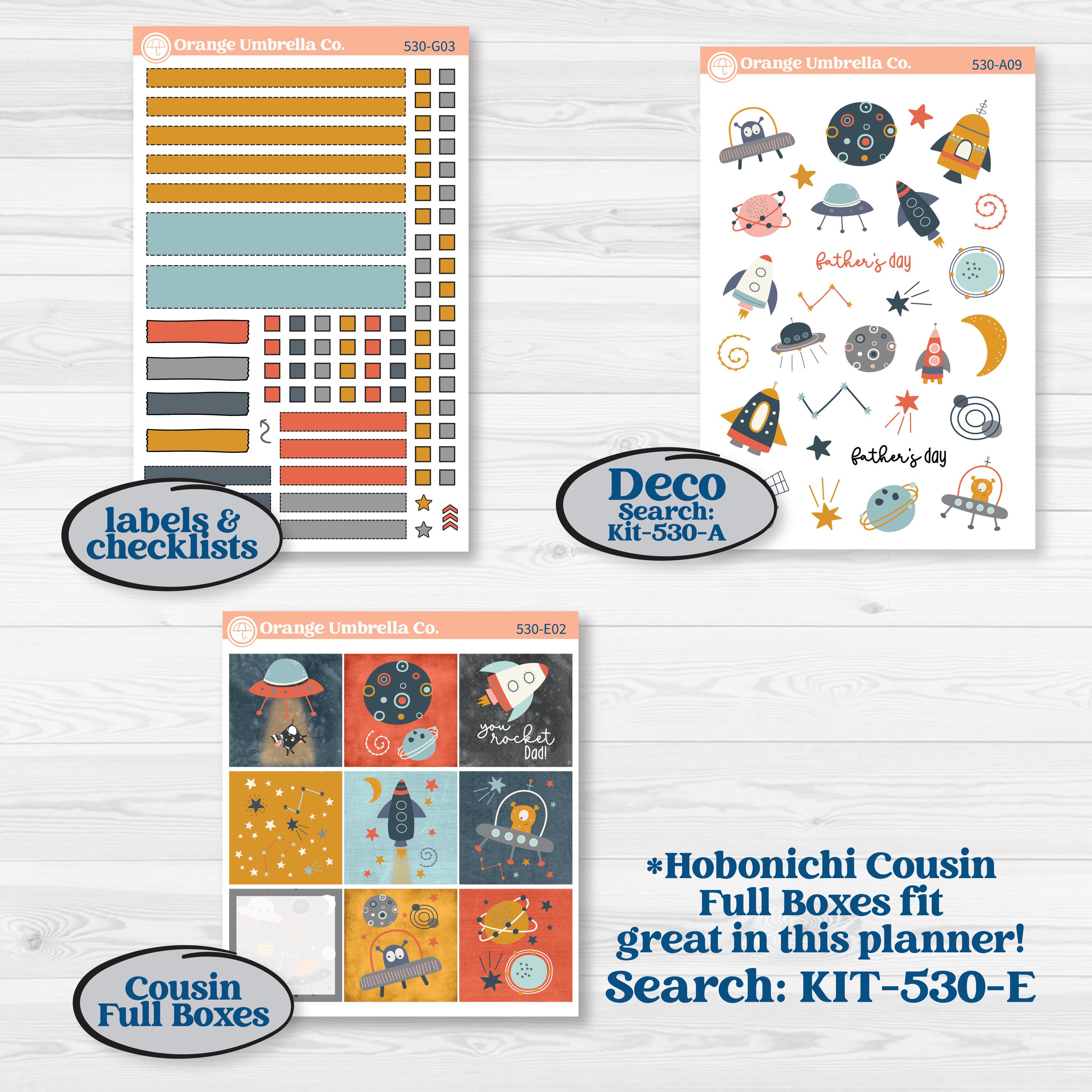 Space Father’s Day | 7x9 Erin Condren Weekly Dashboard Planner Kit Stickers | Outta This World | KIT-530-G