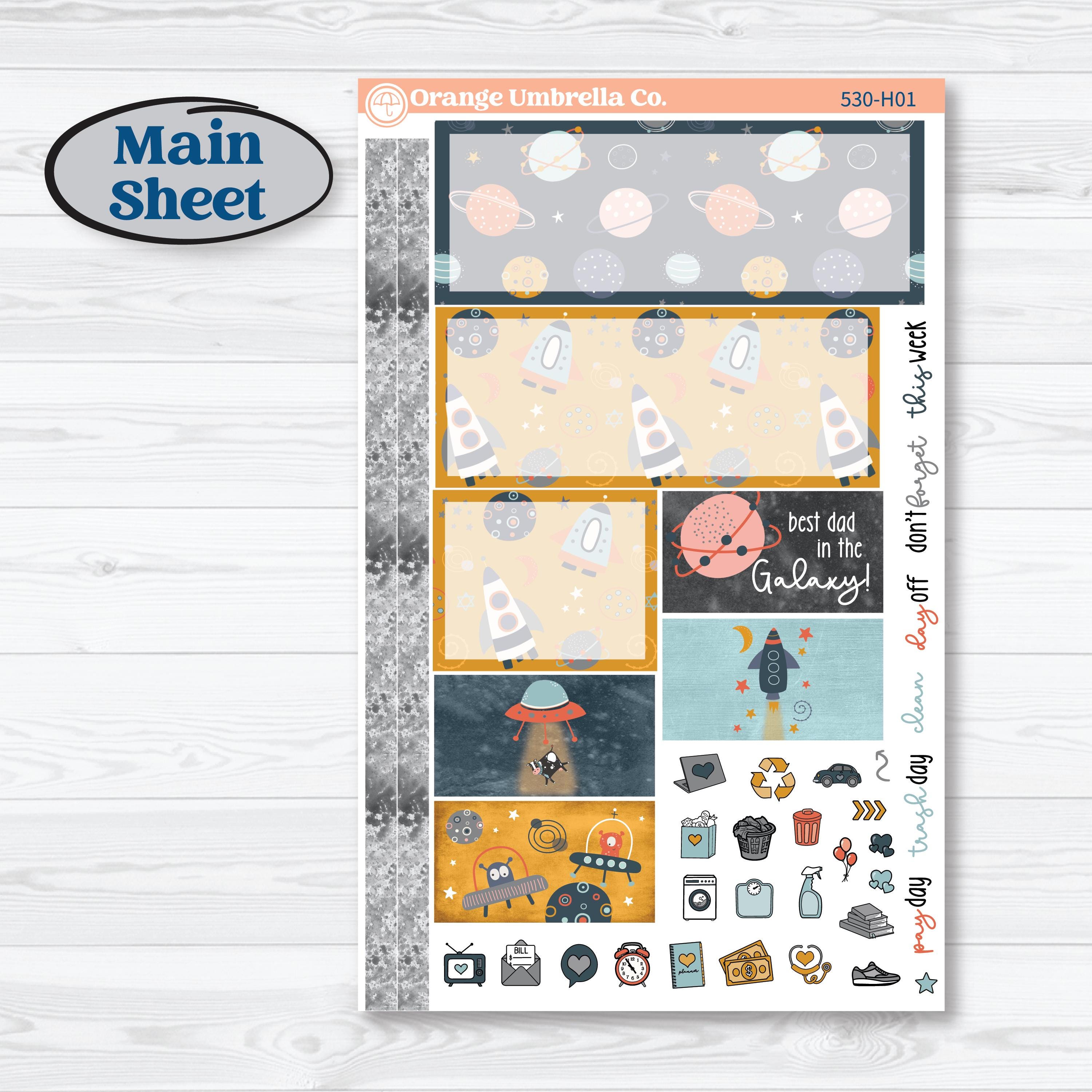 Space Father’s Day | Plum Vertical Priorities 7x9 Planner Kit Stickers | Outta This World | KIT-530-H