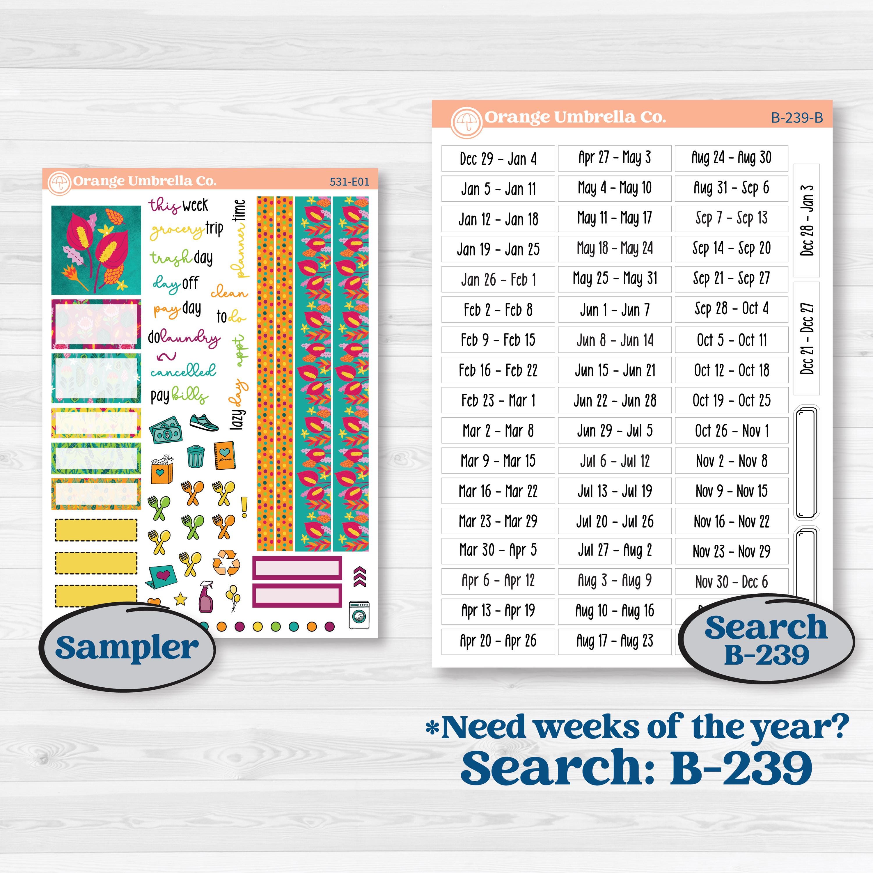 Tropical Island Jungle | Hobonichi Cousin Weekly & Daily Planner Kit Stickers | Polynesia | KIT-531-E
