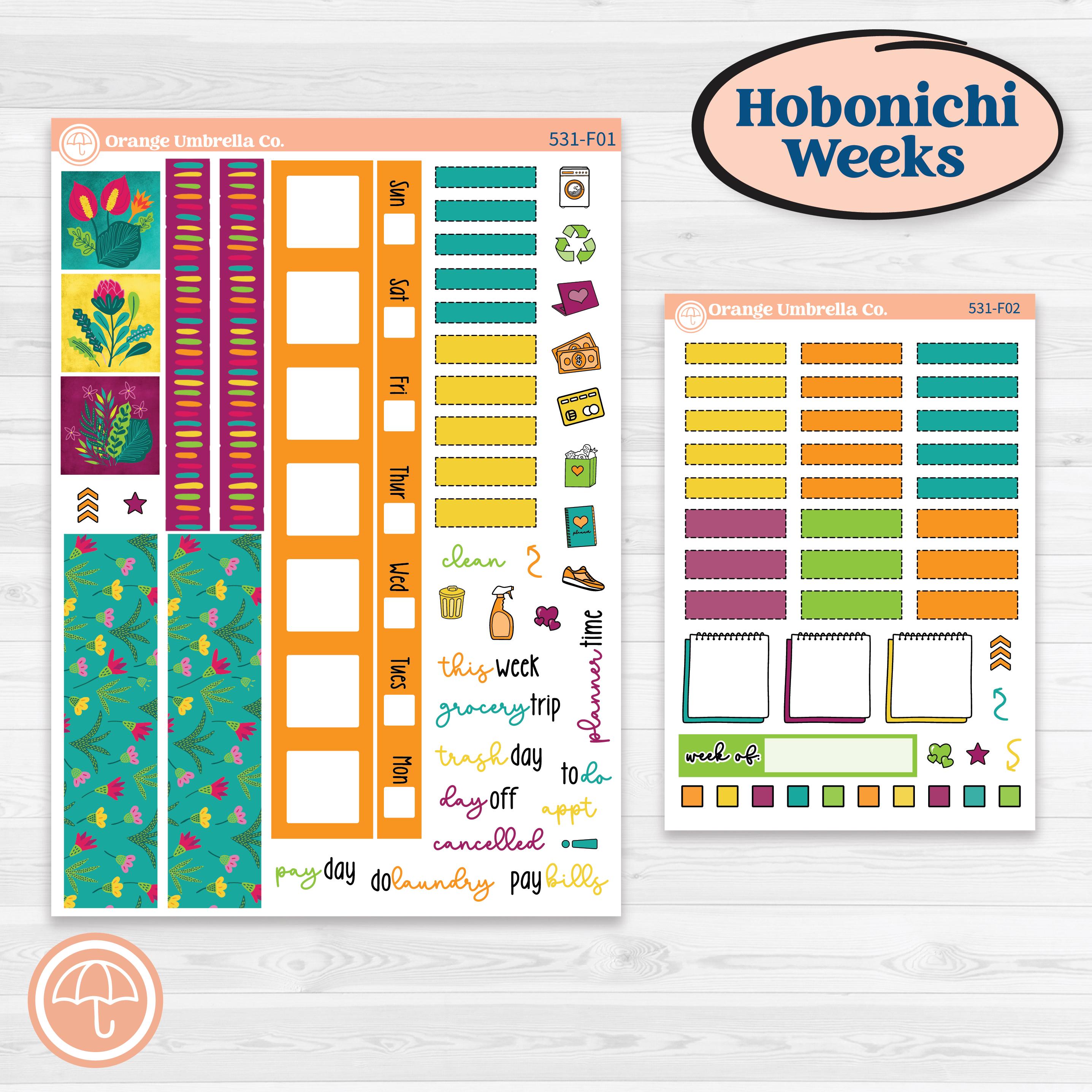 Tropical Island Jungle | Hobonichi Weeks Weekly Planner Kit Stickers | Polynesia | KIT-531-F