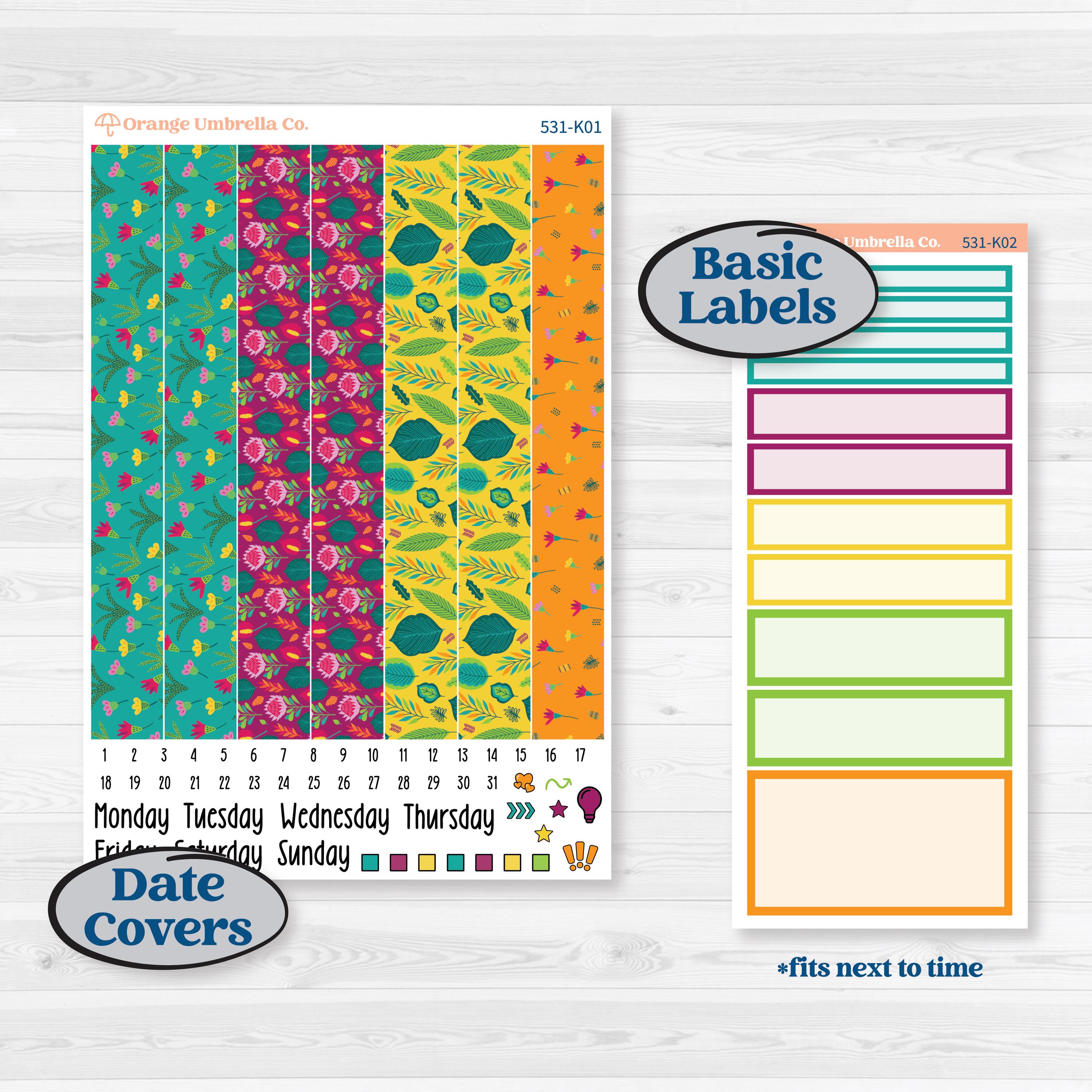 Tropical Island Jungle | 7x9 Erin Condren Daily Duo Planner Kit Stickers | Polynesia | KIT-531-K