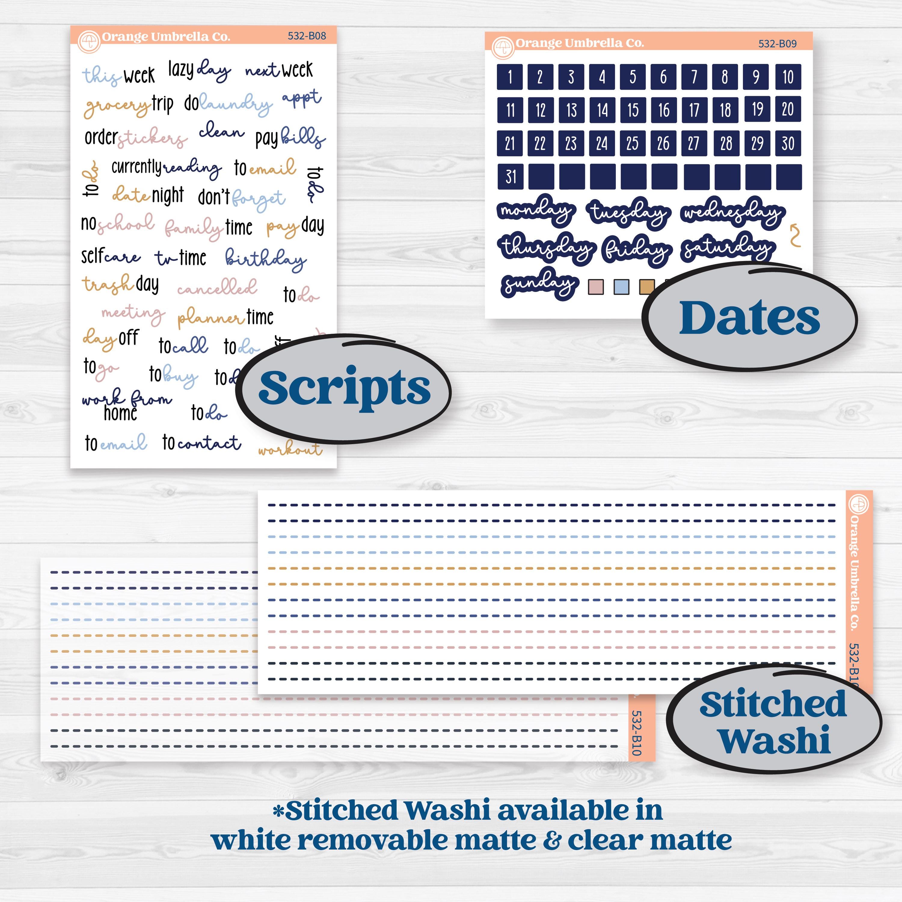 Starry Ocean and Sea Night | Weekly Add-On Planner Kit Stickers | Jonah | KIT-532-B
