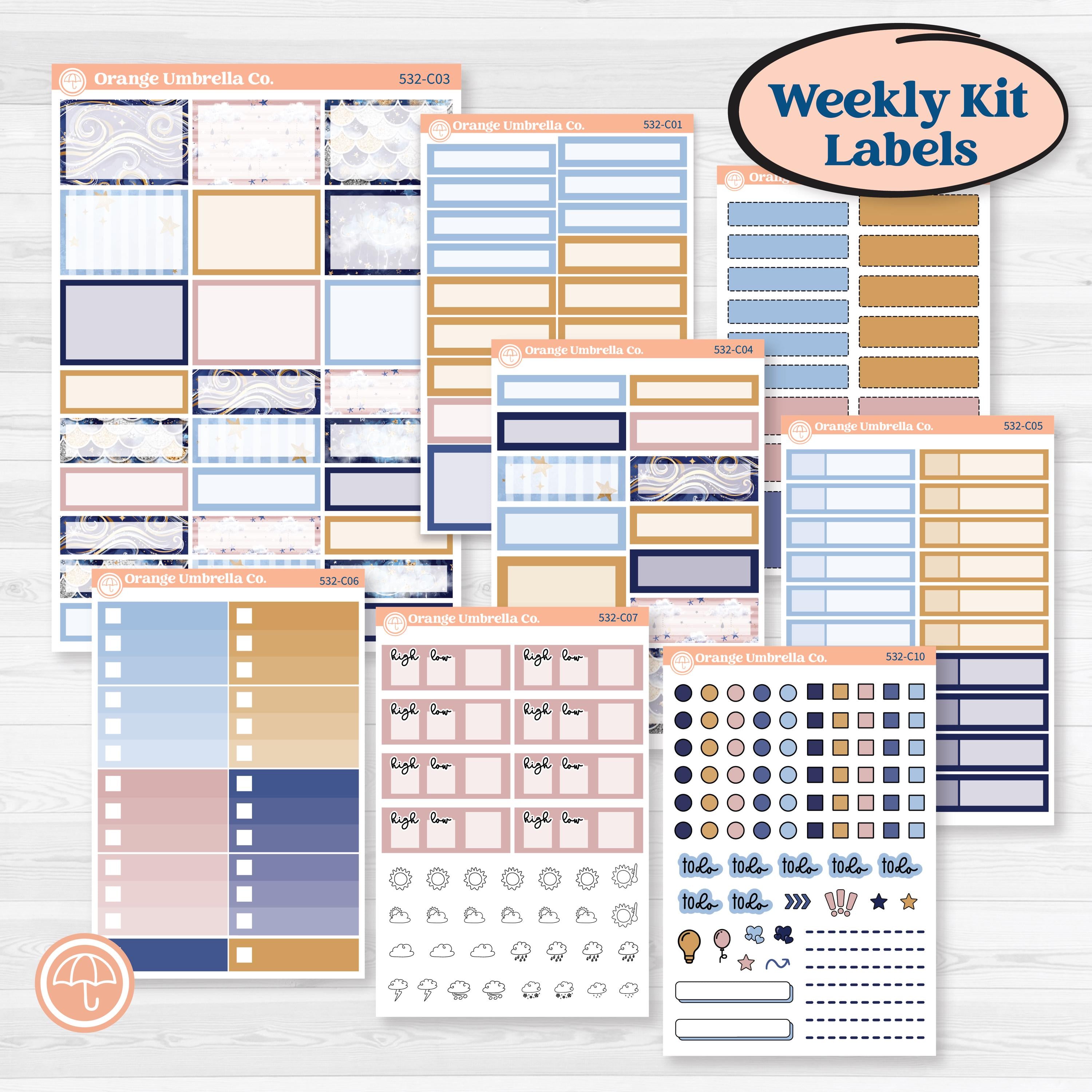 Starry Ocean and Sea Night | Weekly Add-On Labels Planner Kit Stickers | Jonah | KIT-532-C