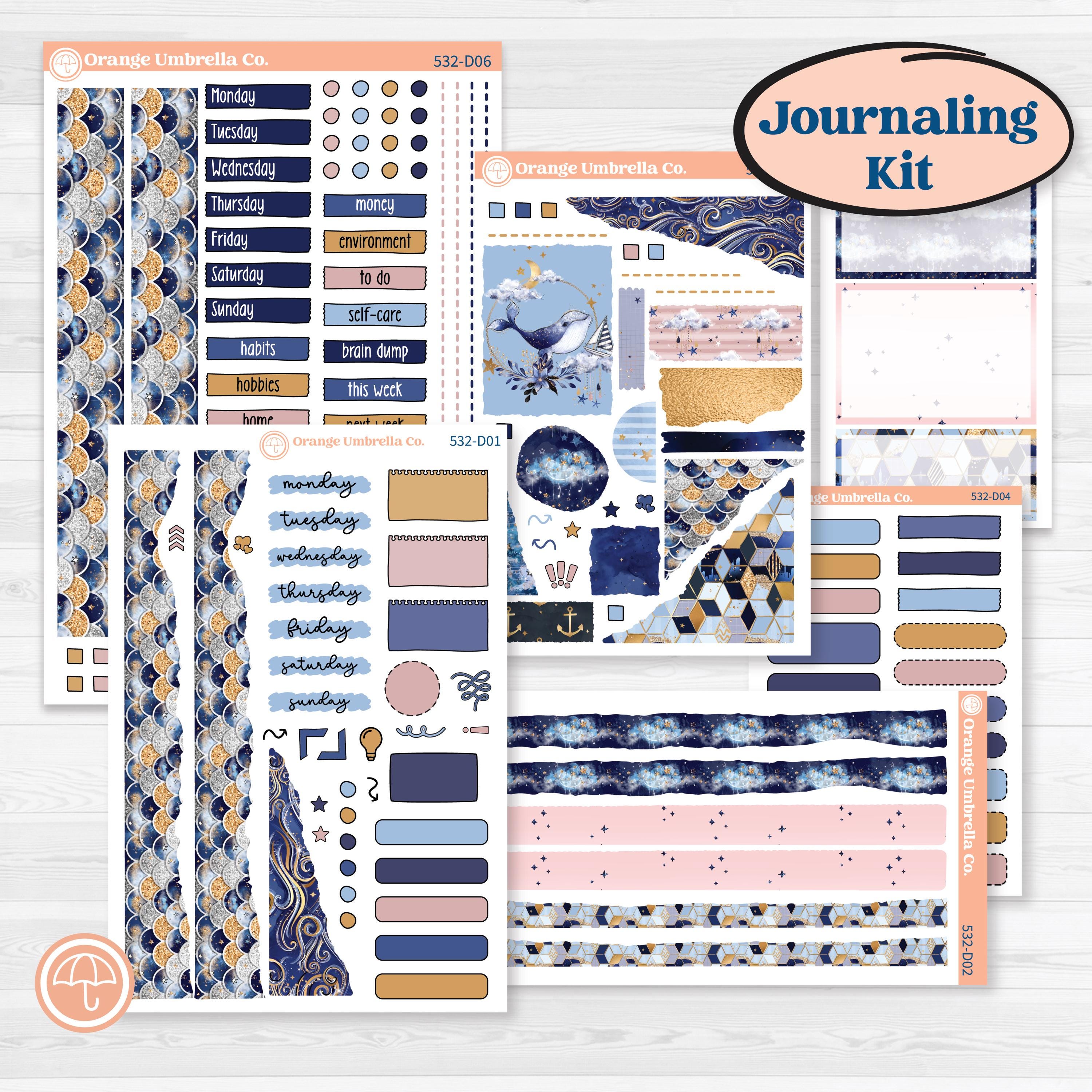 Starry Ocean and Sea Night | Journaling or Scrapbooking Kit | Creative Junk Journal Planner Stickers | Jonah | KIT-532-D