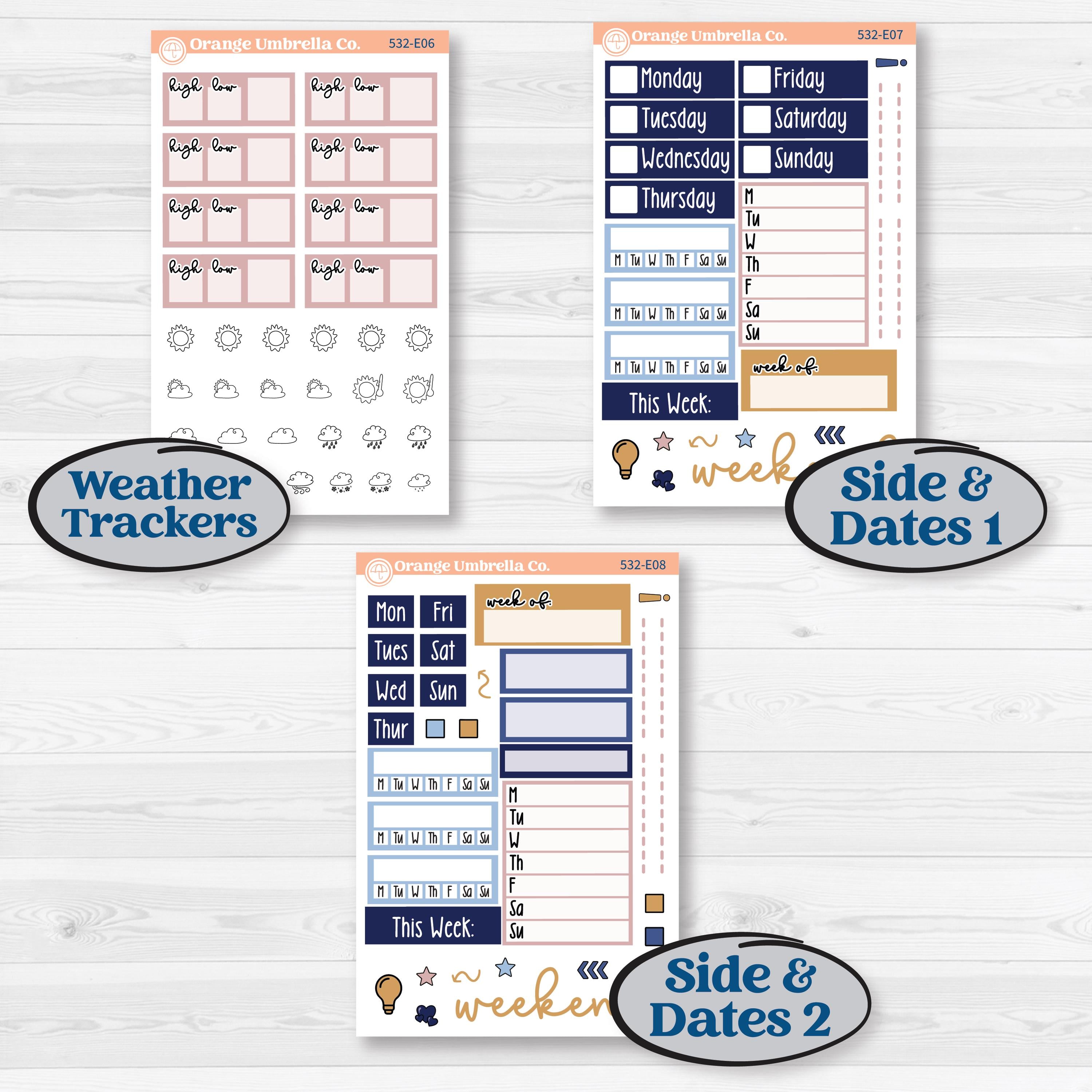 Starry Ocean and Sea Night | Hobonichi Cousin Weekly & Daily Planner Kit Stickers | Jonah | KIT-532-E