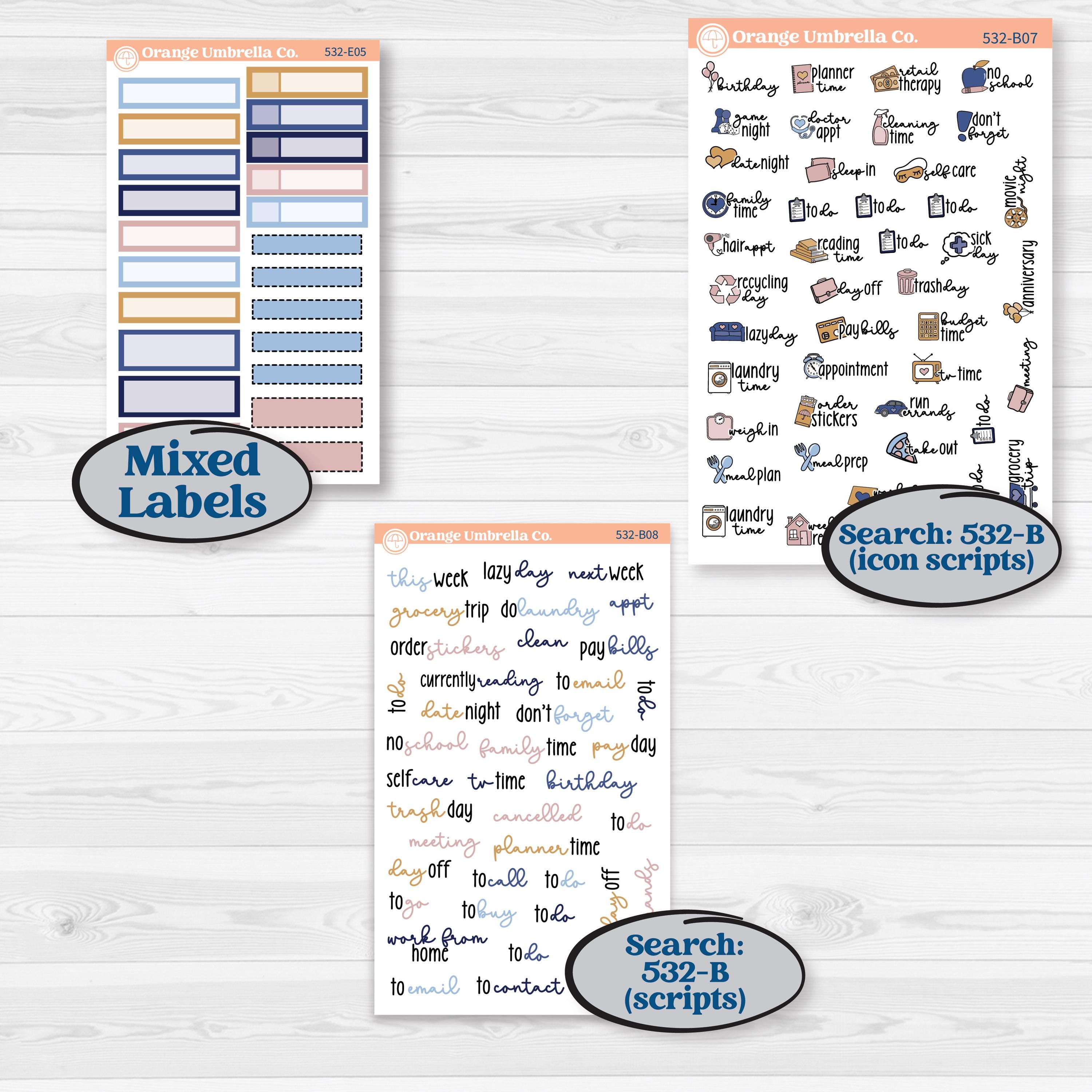 Starry Ocean and Sea Night | Hobonichi Cousin Weekly & Daily Planner Kit Stickers | Jonah | KIT-532-E