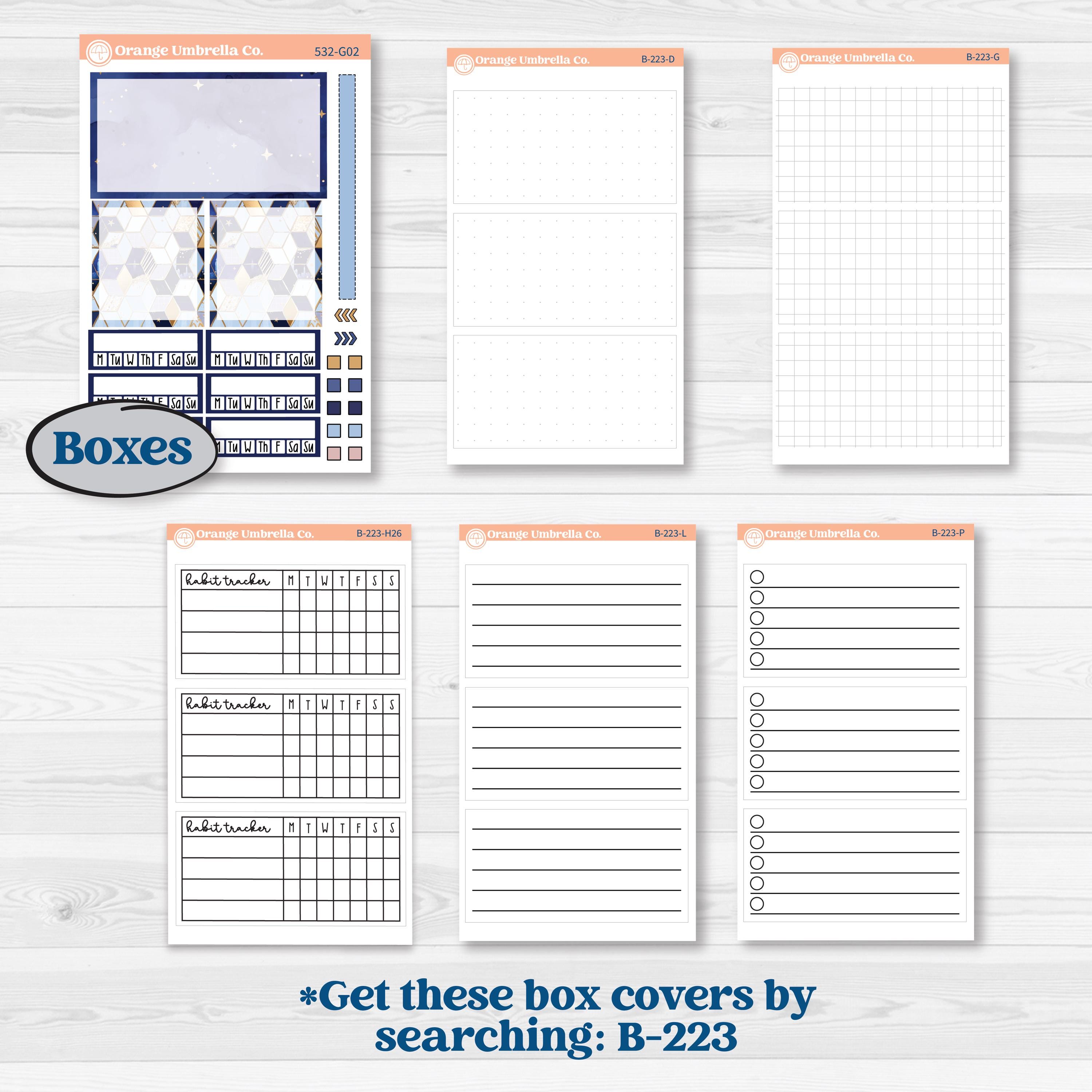Starry Ocean and Sea Night | Erin Condren Weekly Dashboard Planner Kit Stickers | Jonah | KIT-532-G