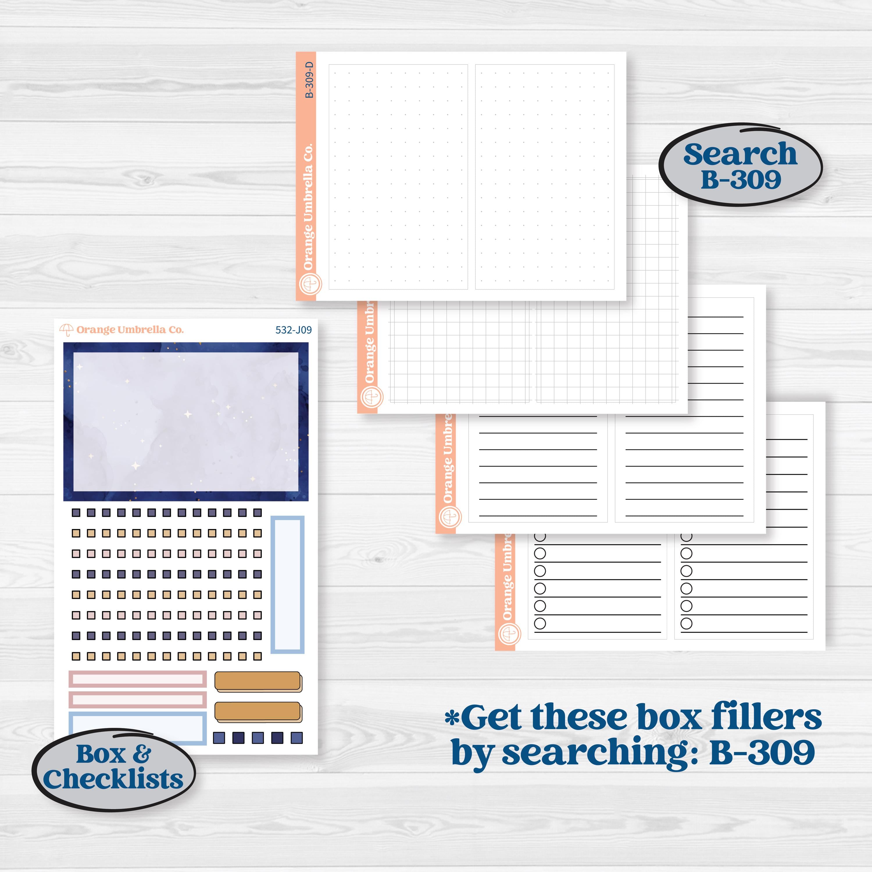 Starry Ocean and Sea Night | A5 Daily Duo Planner Kit Stickers | Jonah | KIT-532-J