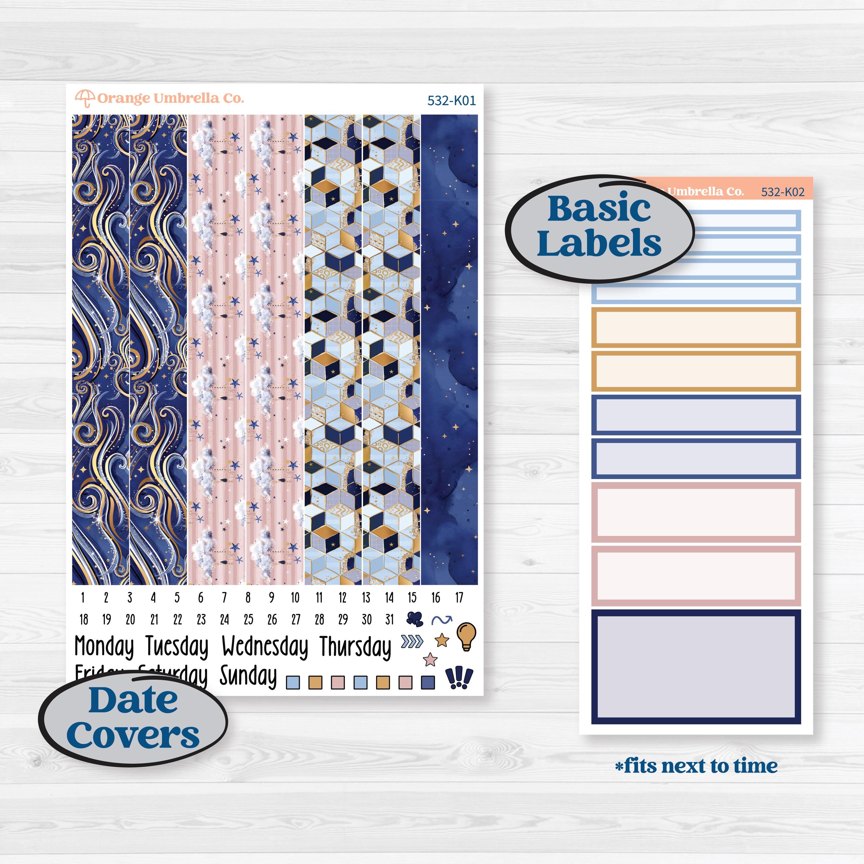 Starry Ocean and Sea Night | 7x9 Erin Condren Daily Duo Planner Kit Stickers | Jonah | KIT-532-K
