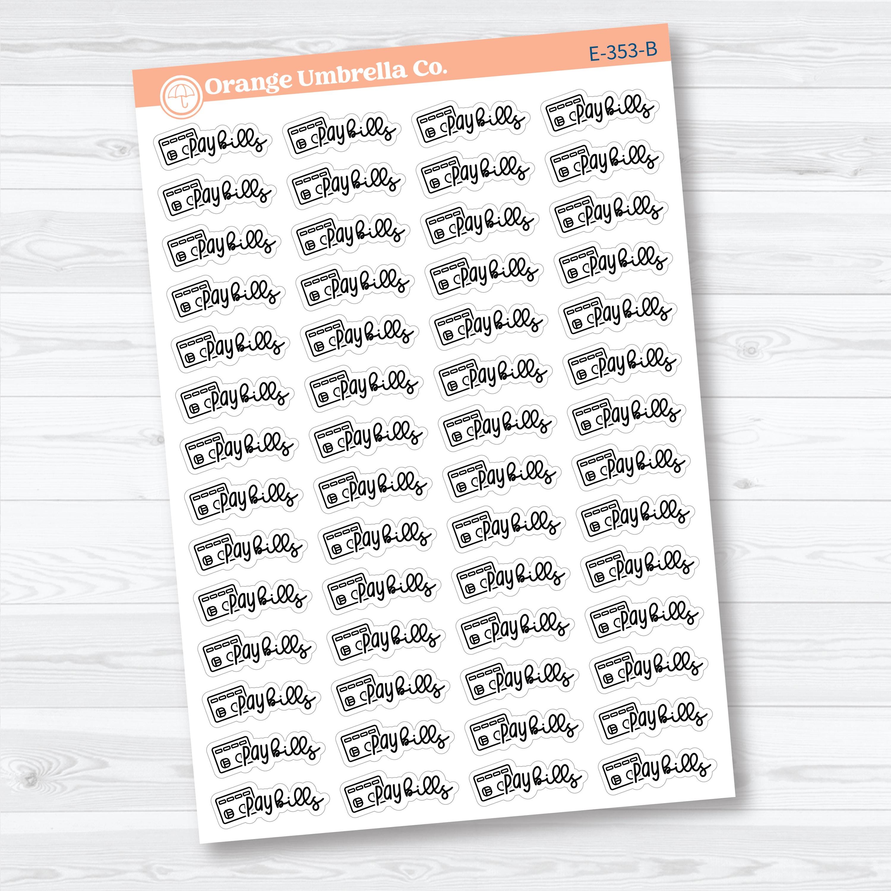 Pay Bills Planner Stickers | F18 Event Labels | E-353