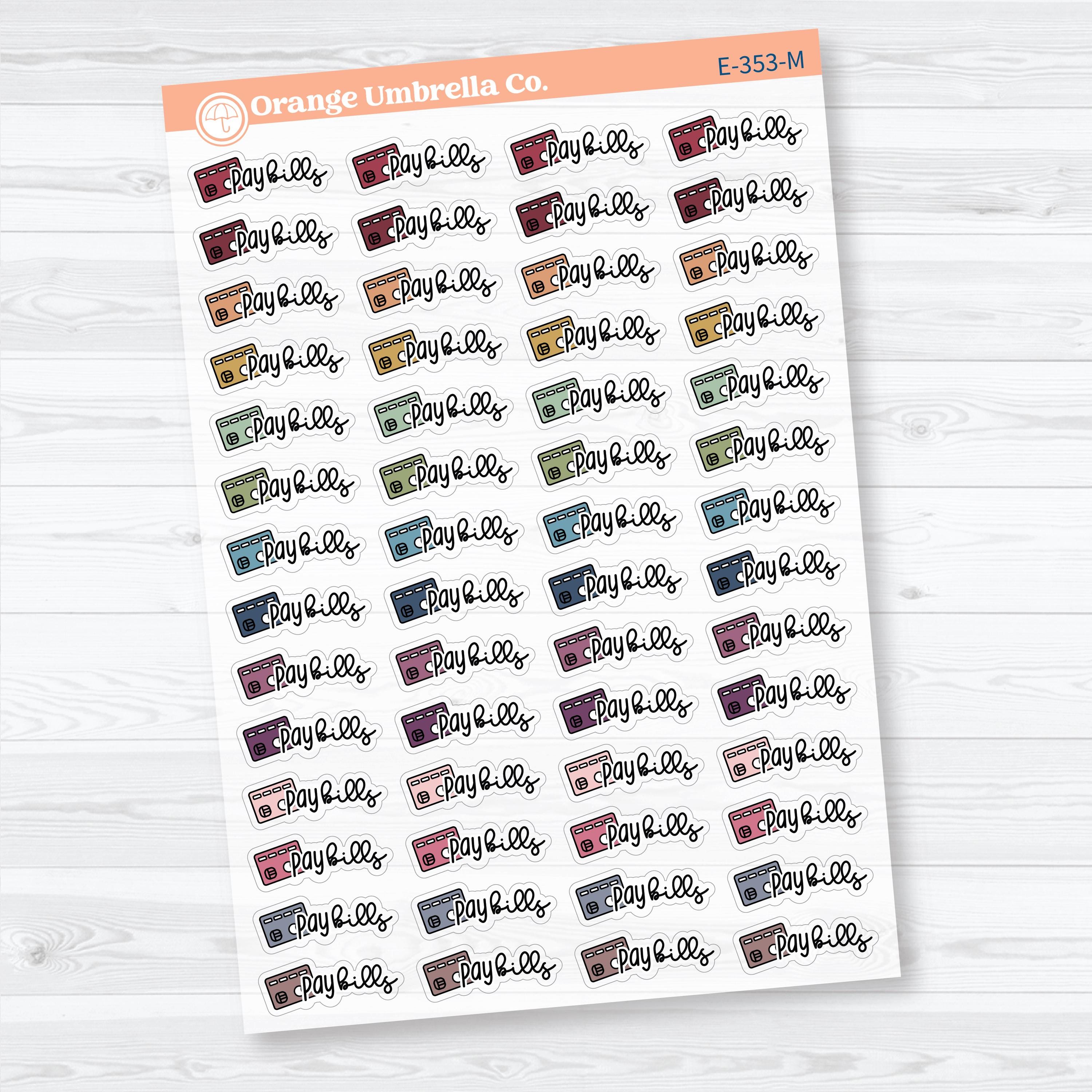 Pay Bills Clear Matte Planner Stickers | F18 Event Labels | E-353-CM