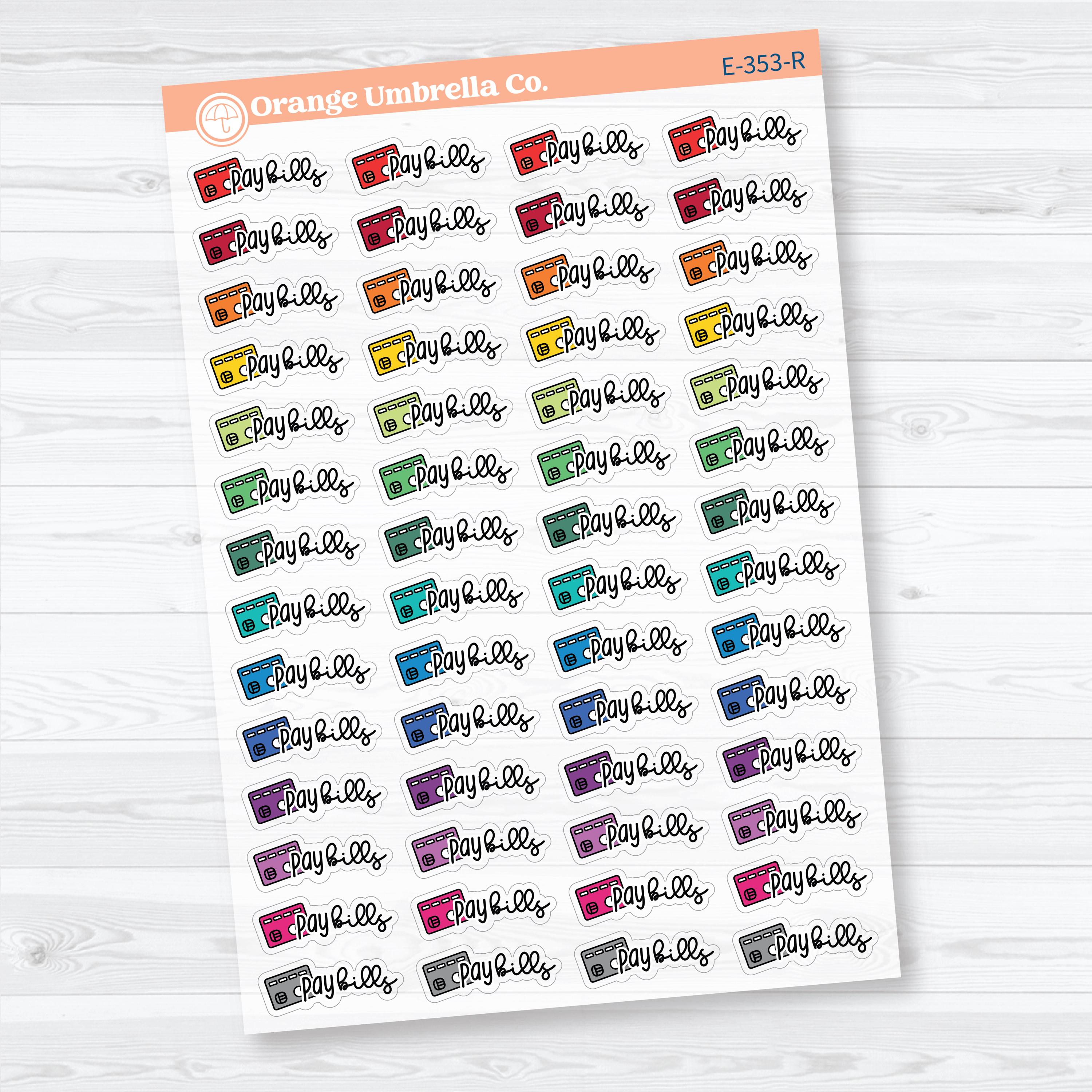 Pay Bills Clear Matte Planner Stickers | F18 Event Labels | E-353-CM