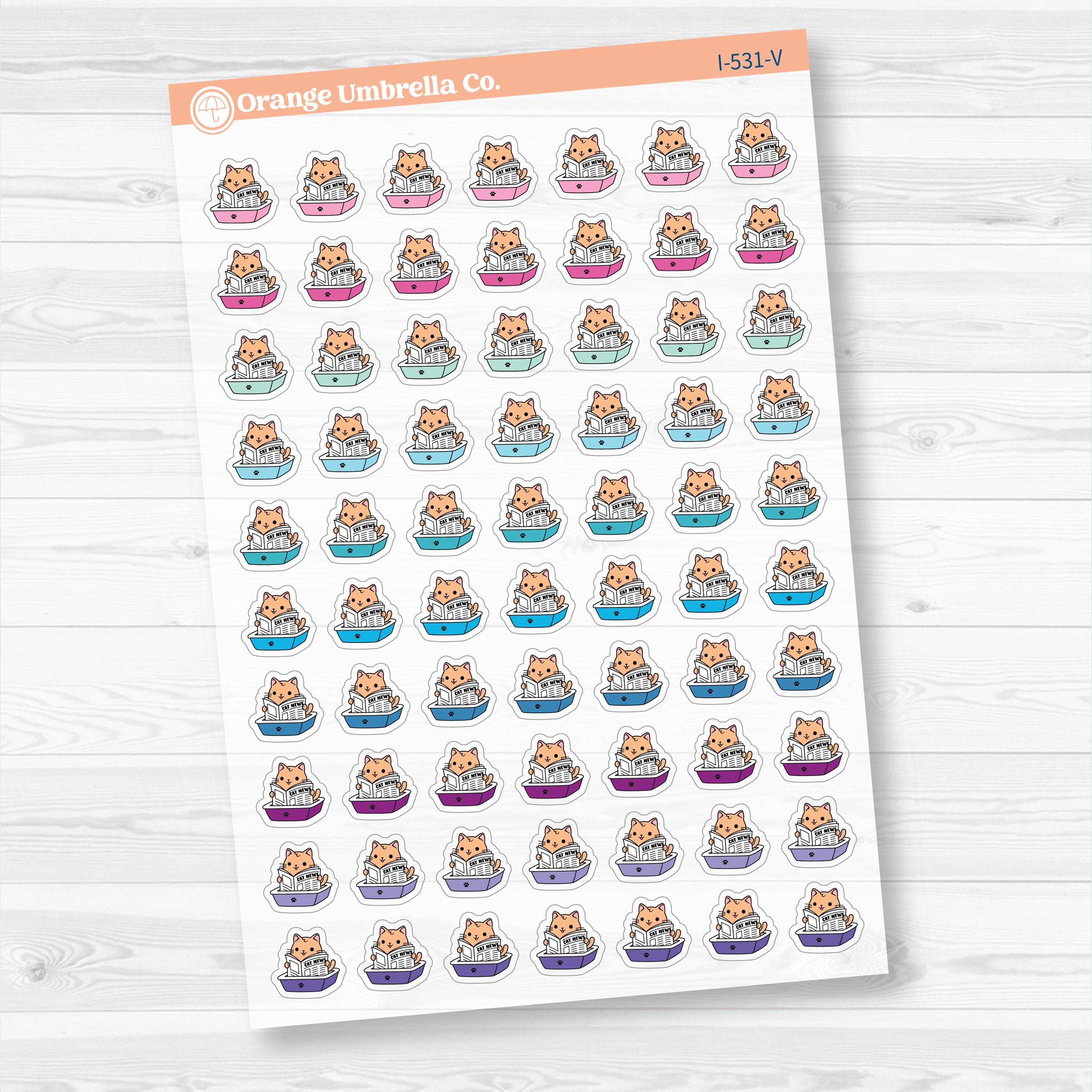 Mini Litter Box Spazz Clear Matte Icons | Planner Stickers | I-531-CM