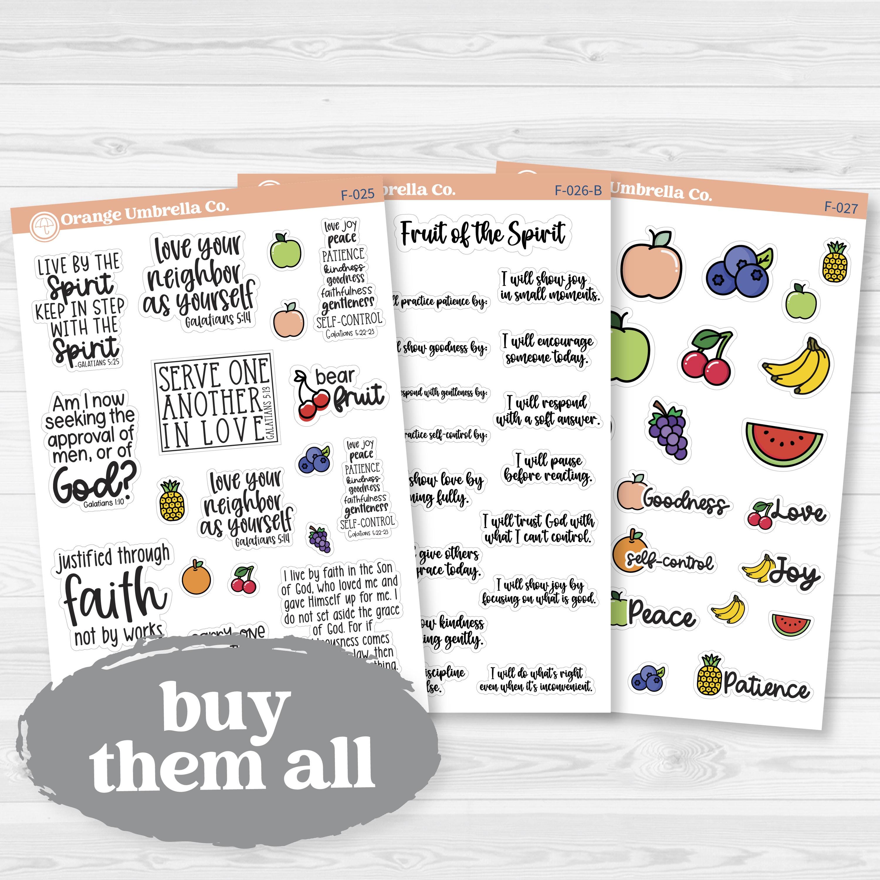 Fruit of the Spirit Galatians Faith-Based Planner & Bible Journaling Stickers | F-025–F-027