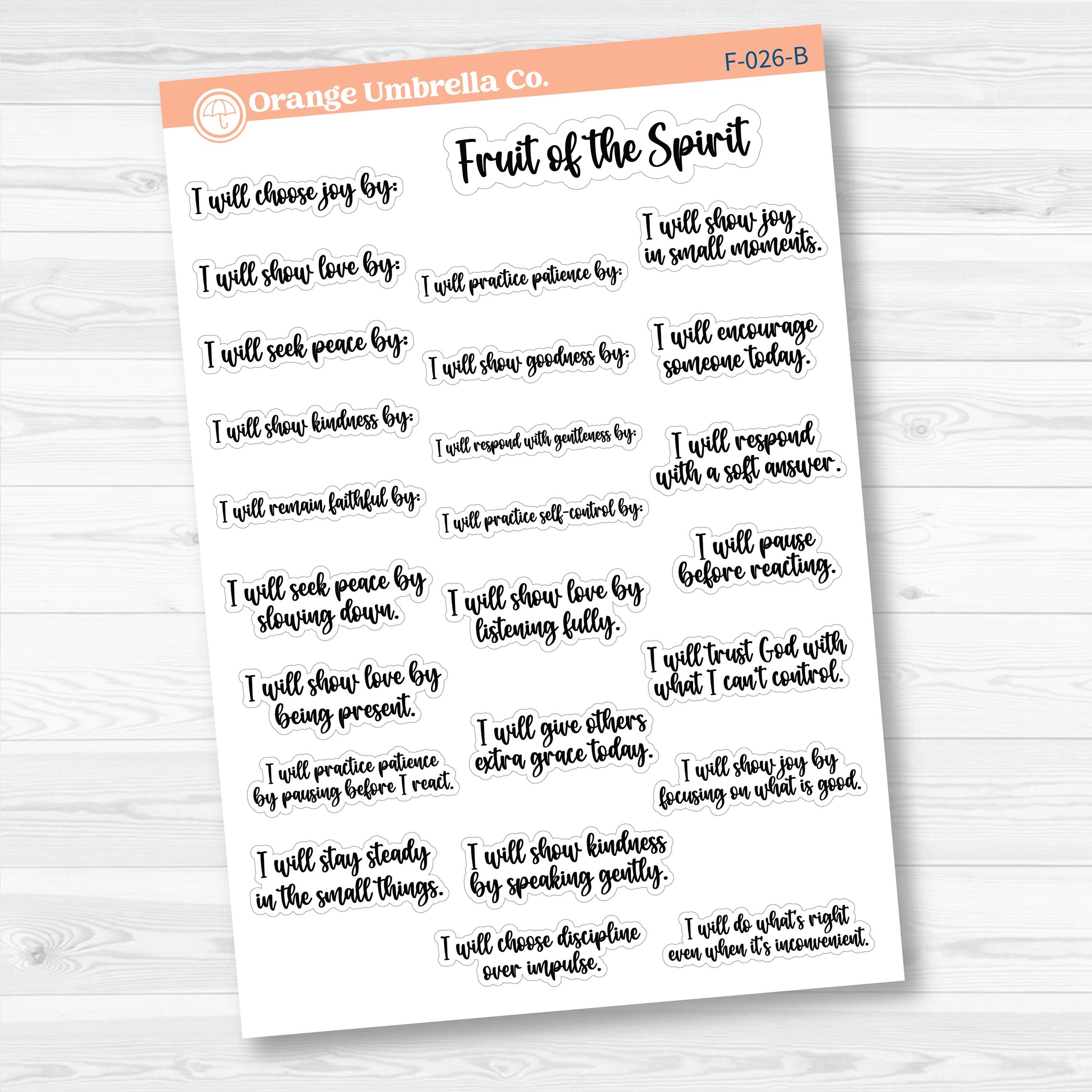 Fruit of the Spirit Galatians Faith-Based Planner & Bible Journaling Stickers | F-025–F-027