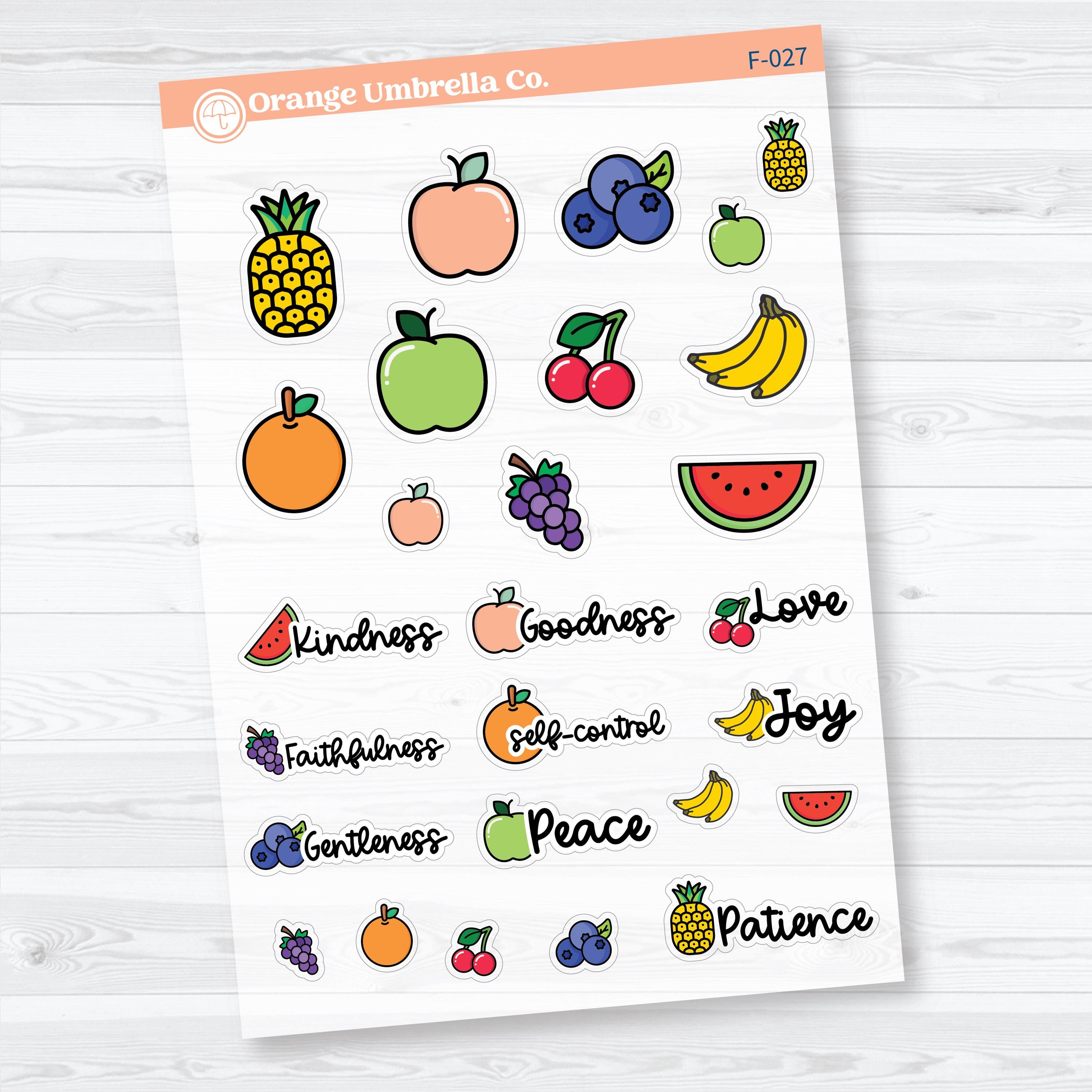 Fruit of the Spirit Galatians Clear Matte Faith-Based Planner & Bible Journaling Stickers | F-025–F-027-CM