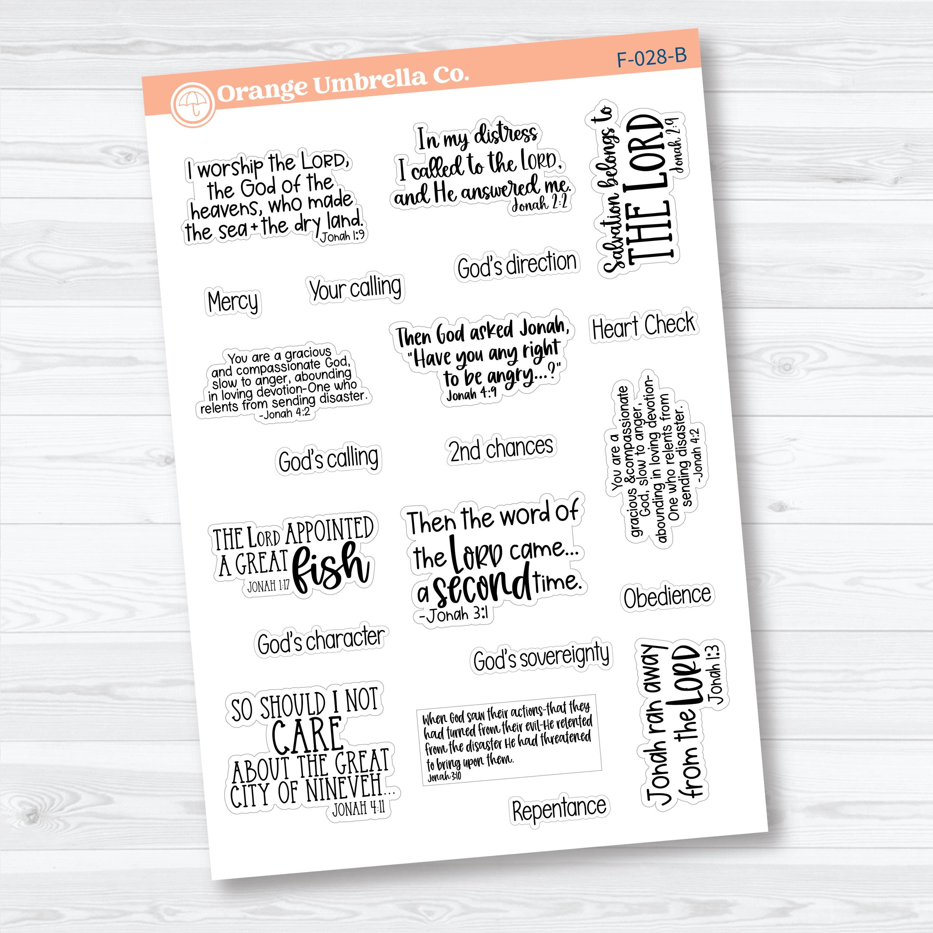 Jonah Bible Study Faith-Based Planner & Bible Journaling Stickers | F-028–F-030