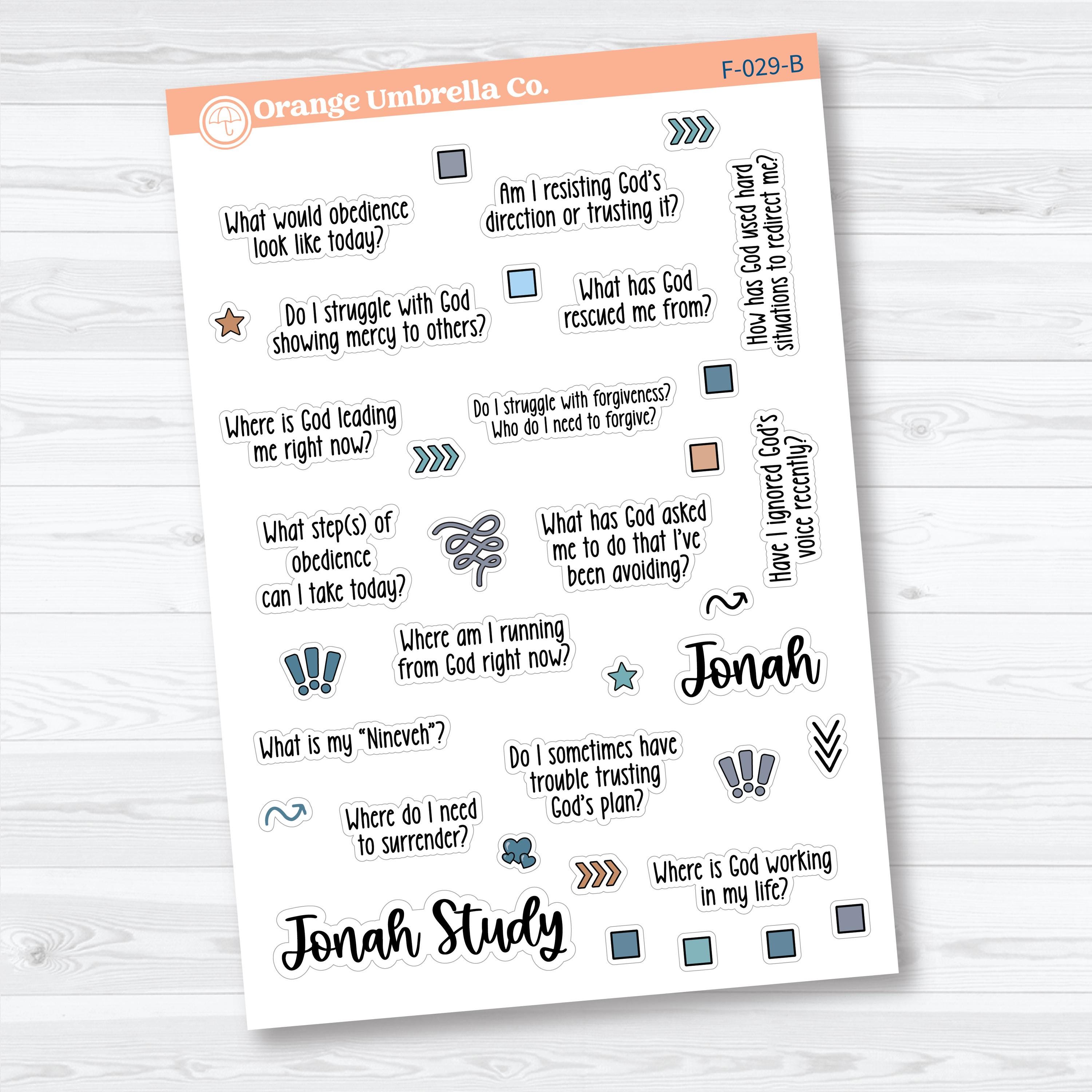 Jonah Bible Study Faith-Based Planner & Bible Journaling Stickers | F-028–F-030