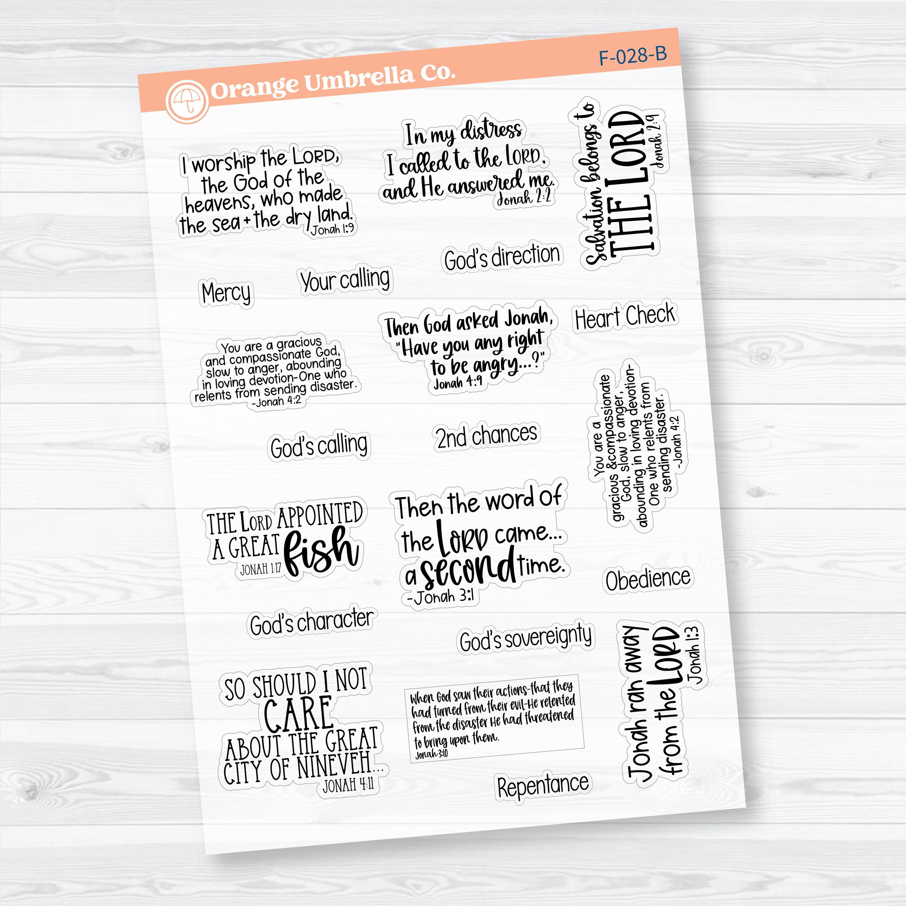 Jonah Bible Study Clear Matte Faith-Based Planner & Bible Journaling Stickers | F-028–F-030-CM