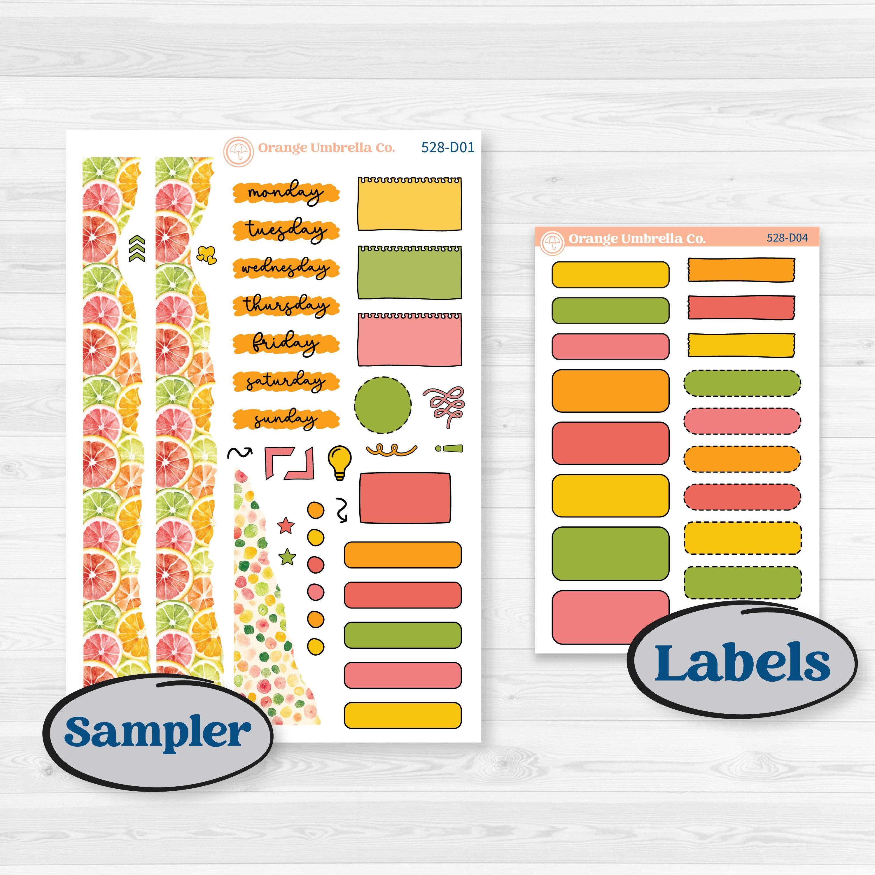Bright Fruit Stickers | Journaling or Scrapbooking Kit | Creative Junk Journal Planner Stickers | Burst | KIT-528-D